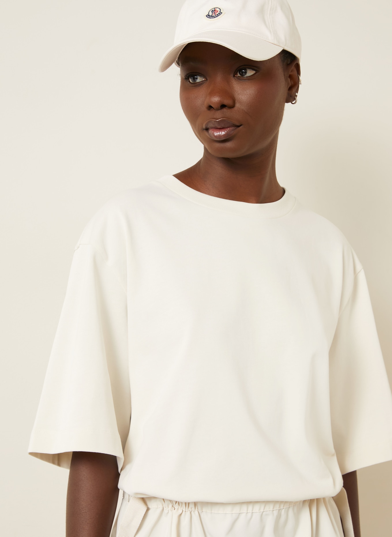 MONCLER Kleid im Materialmix: CREME