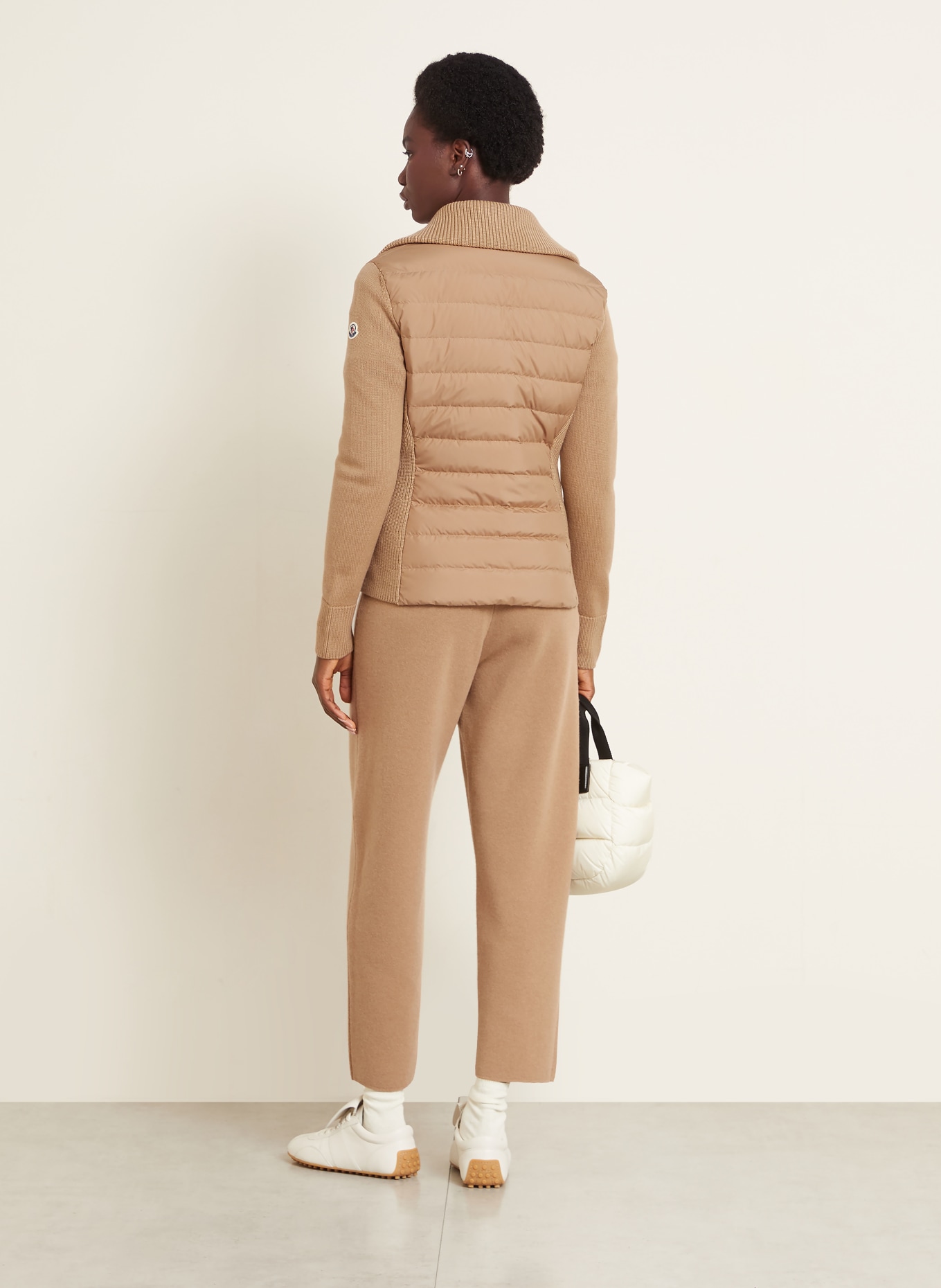 MONCLER Lightweight-Daunenjacke im Materialmix: BEIGE