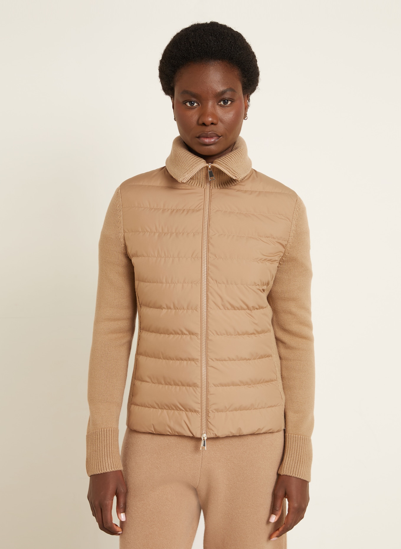 MONCLER Lightweight-Daunenjacke im Materialmix: BEIGE