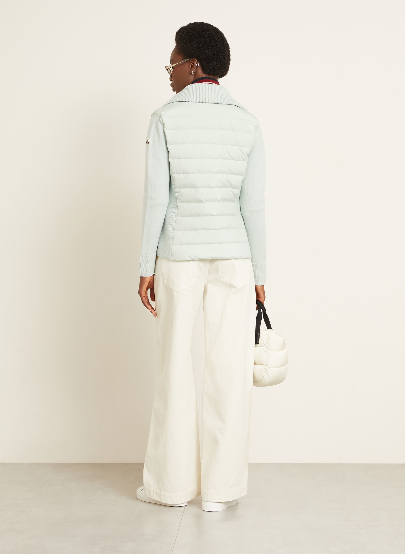 MONCLER Lightweight-Daunenjacke im Materialmix: HELLBLAU