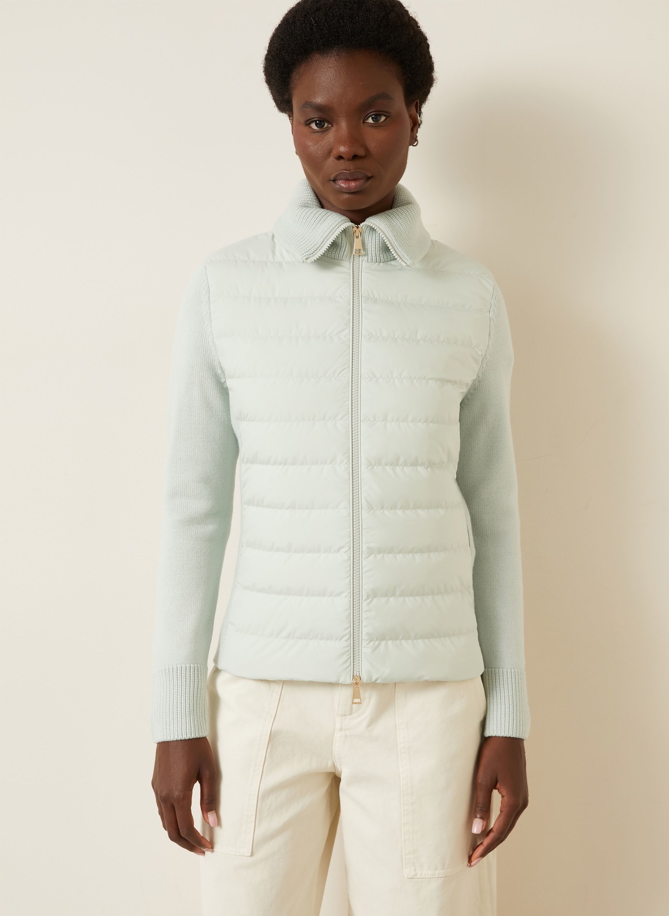 MONCLER Lightweight-Daunenjacke im Materialmix: HELLBLAU