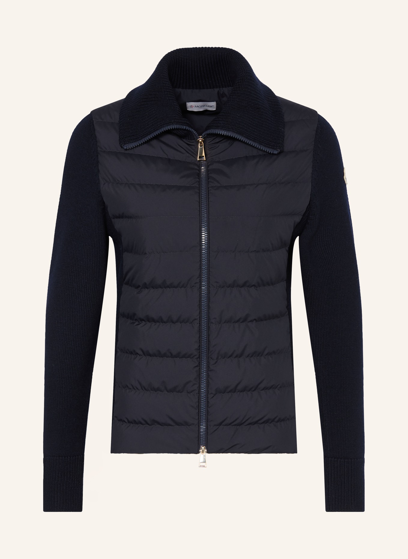 MONCLER Lightweight-Daunenjacke im Materialmix: DUNKELBLAU