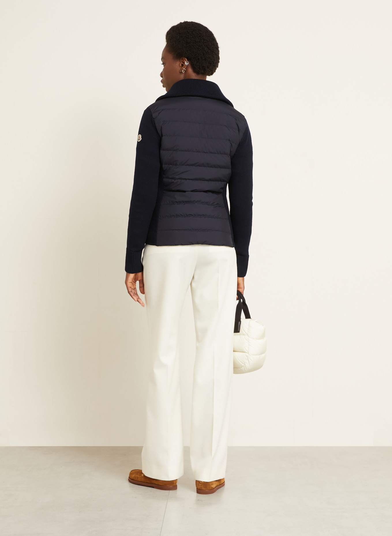 MONCLER Lightweight-Daunenjacke im Materialmix: DUNKELBLAU