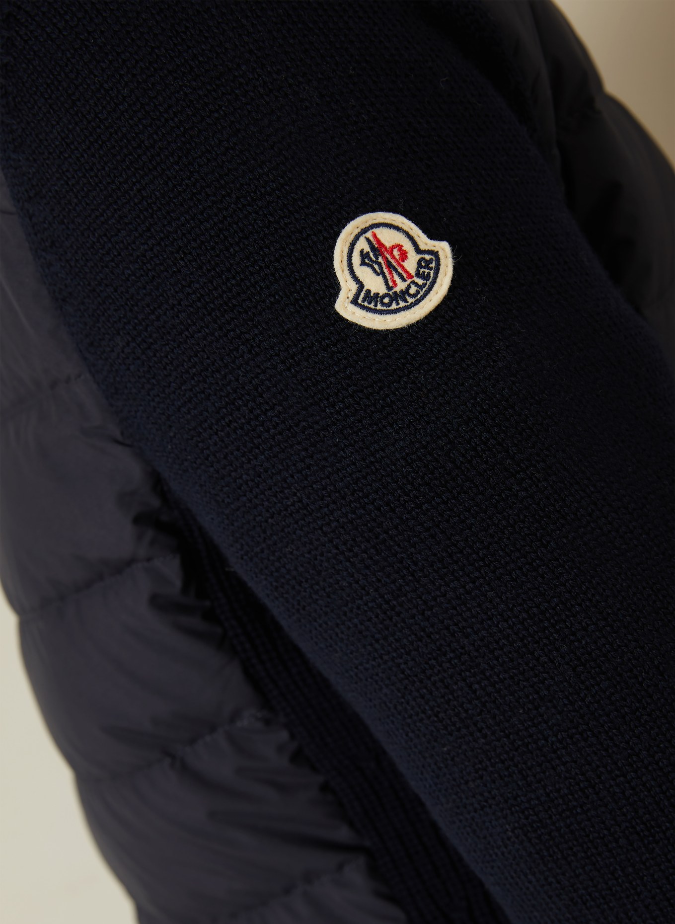 MONCLER Lightweight-Daunenjacke im Materialmix: DUNKELBLAU
