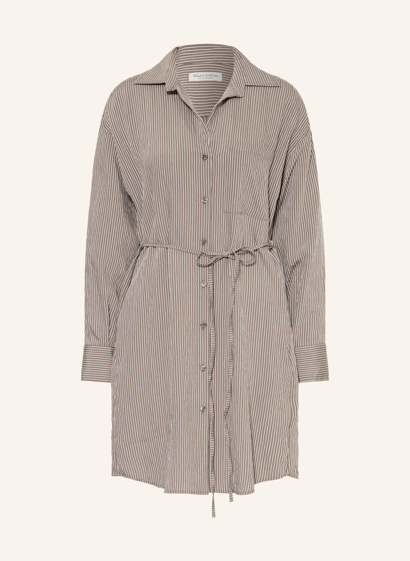 Marc O'Polo Hemdblusenkleid: TAUPE / WEISS
