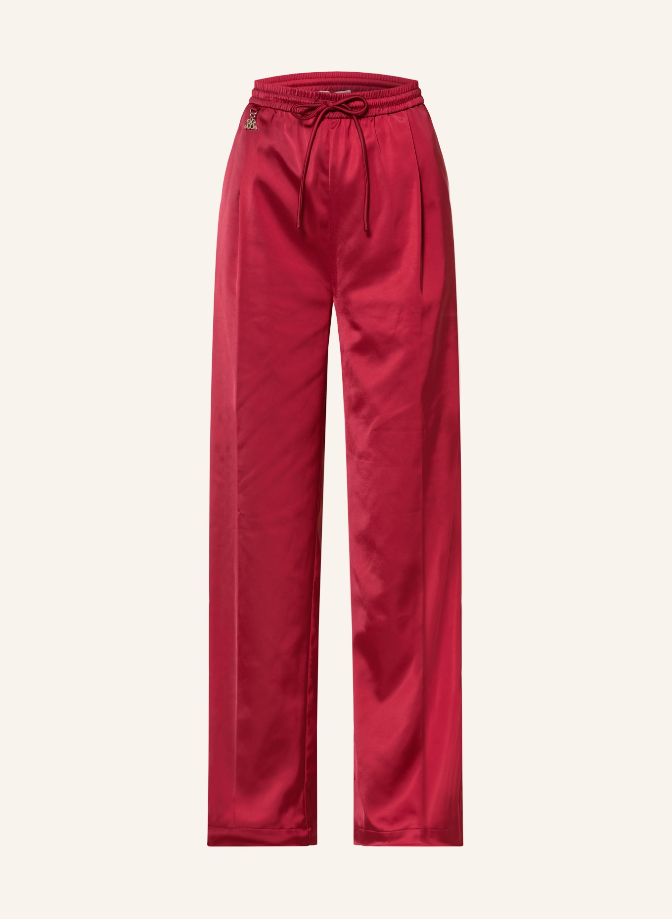 GESTUZ BXGRICKY satin track pants with braid trim: DARK RED