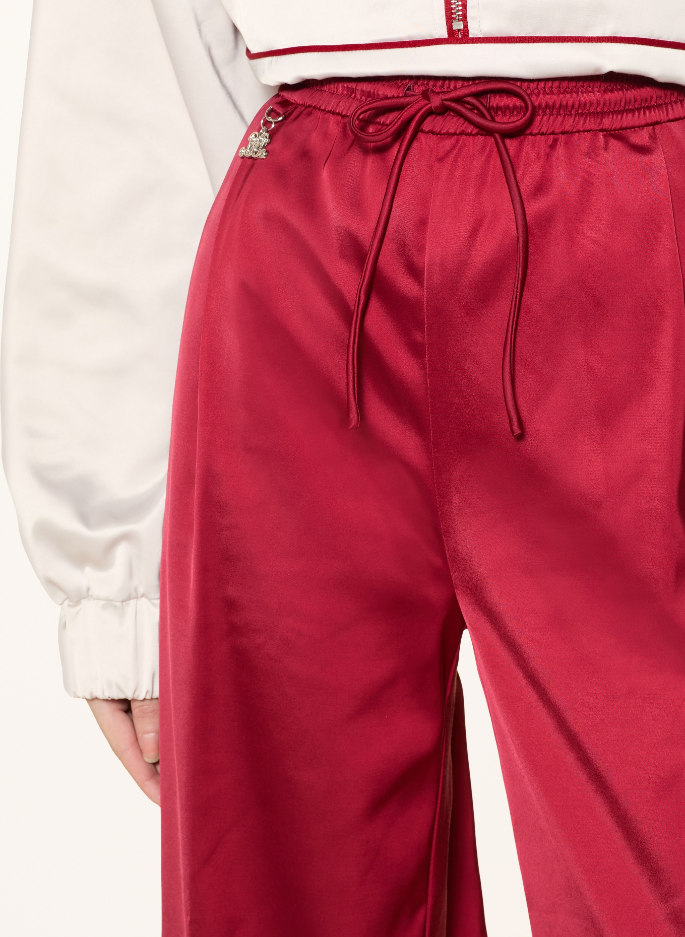 GESTUZ BXGRICKY satin track pants with braid trim: DARK RED
