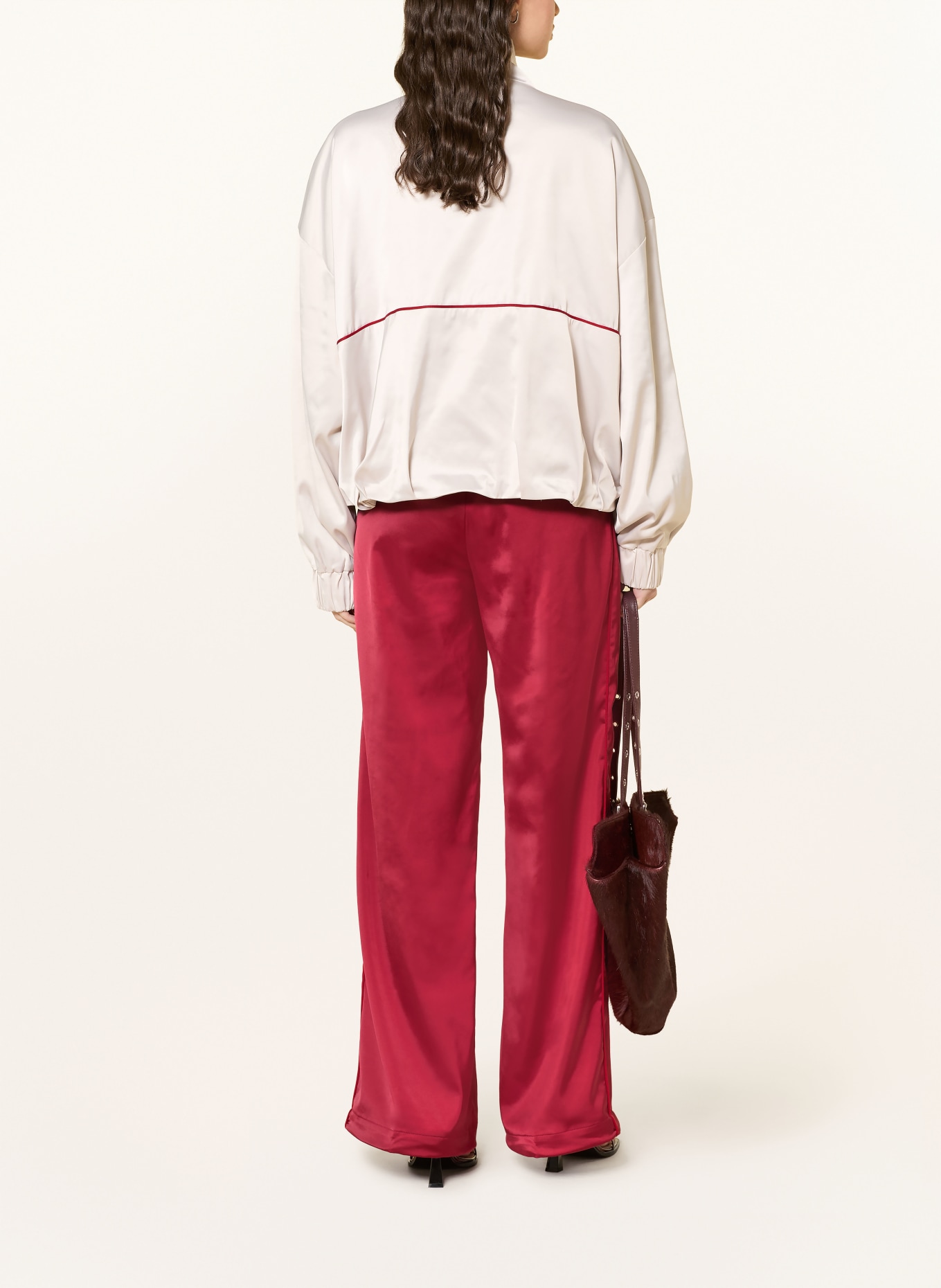 GESTUZ Schlupfjacke BXGRICKY aus Satin: HELLGRAU / ROT