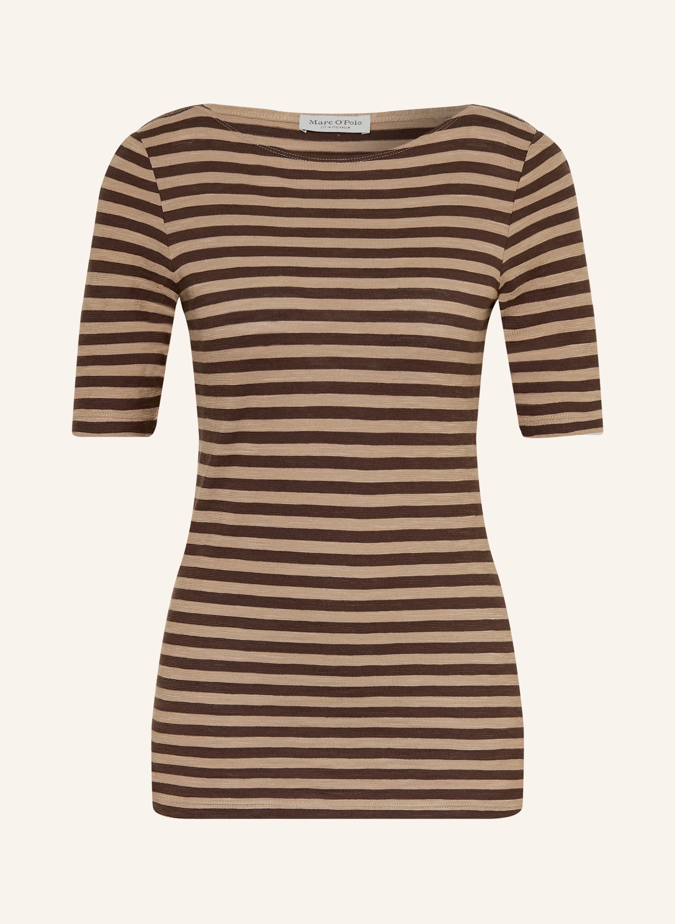 Marc O'Polo T-Shirt: BEIGE / DUNKELBRAUN