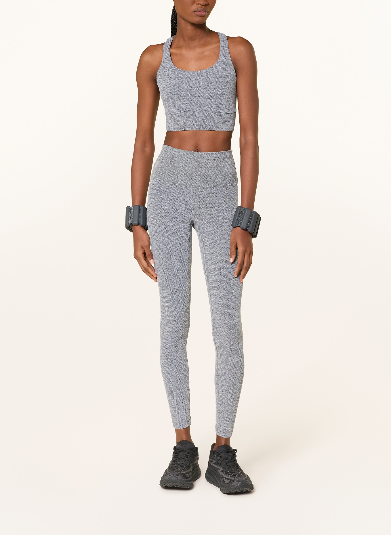 lululemon ENERGY LONGLINE sports bra: GRAY / WHITE