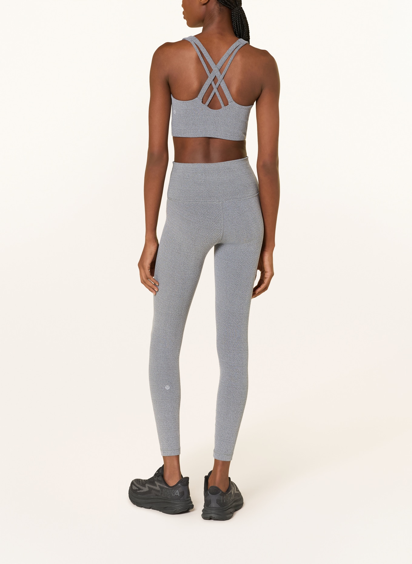 lululemon ENERGY LONGLINE sports bra: GRAY / WHITE