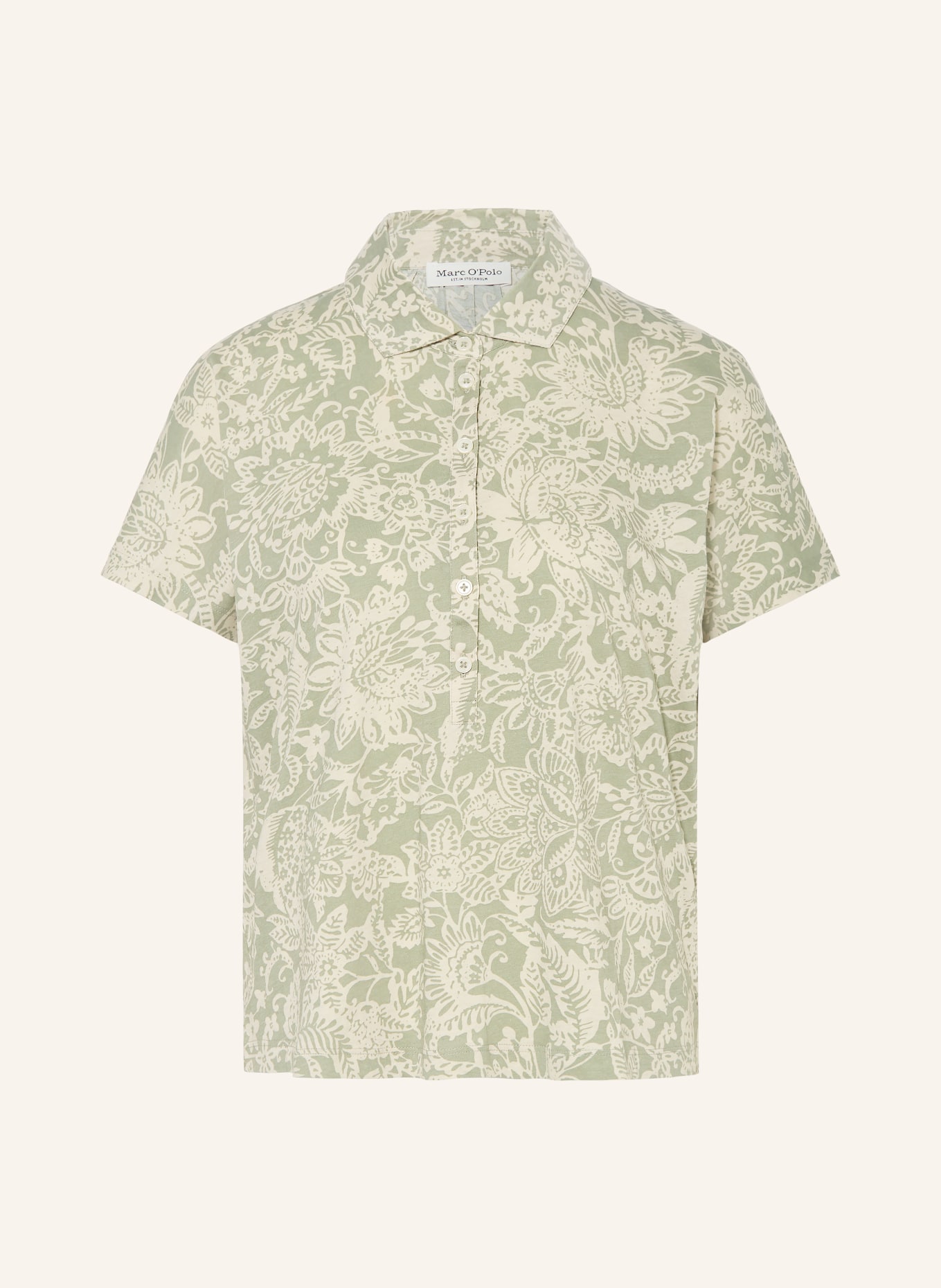 Marc O'Polo Blusenshirt aus Jersey: HELLGRÜN / CREME