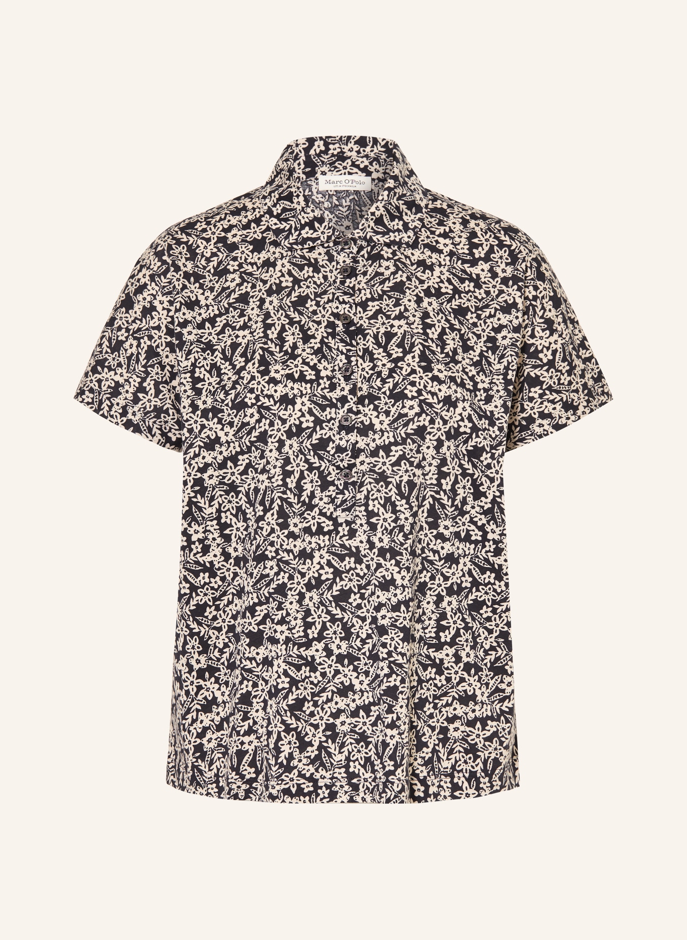 Marc O'Polo Blusenshirt aus Jersey: SCHWARZ / WEISS