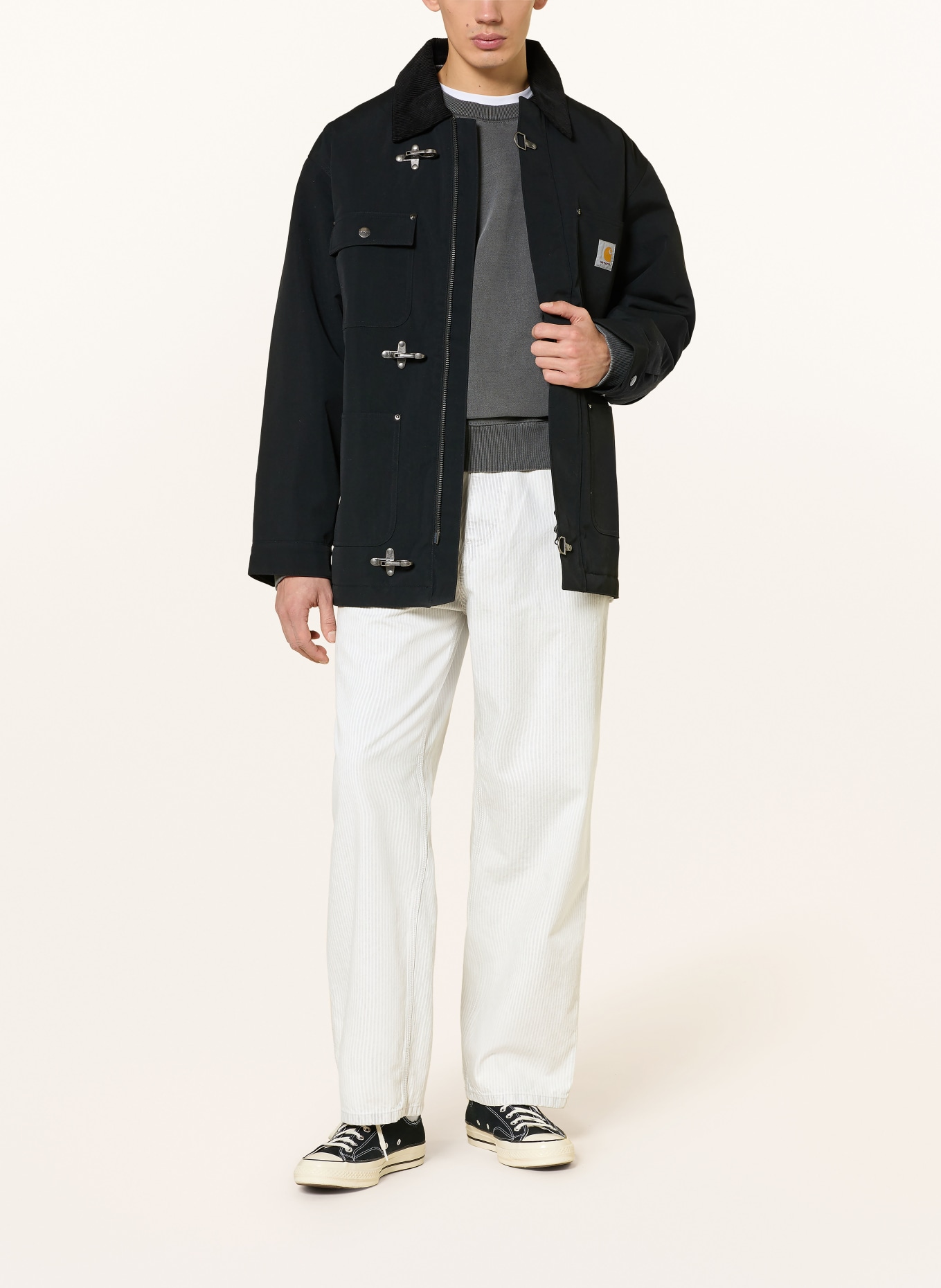 carhartt WIP Pantalon cargo MERCER SINGLE KNEE PANT Coupe ample: CRÈME / GRIS