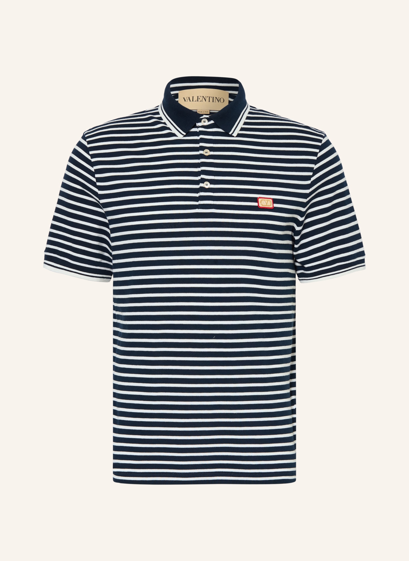 VALENTINO Piqué-Poloshirt: DUNKELBLAU / WEISS