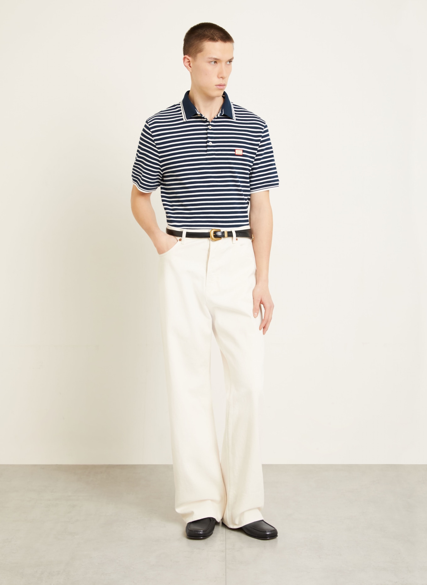 VALENTINO Piqué-Poloshirt: DUNKELBLAU / WEISS