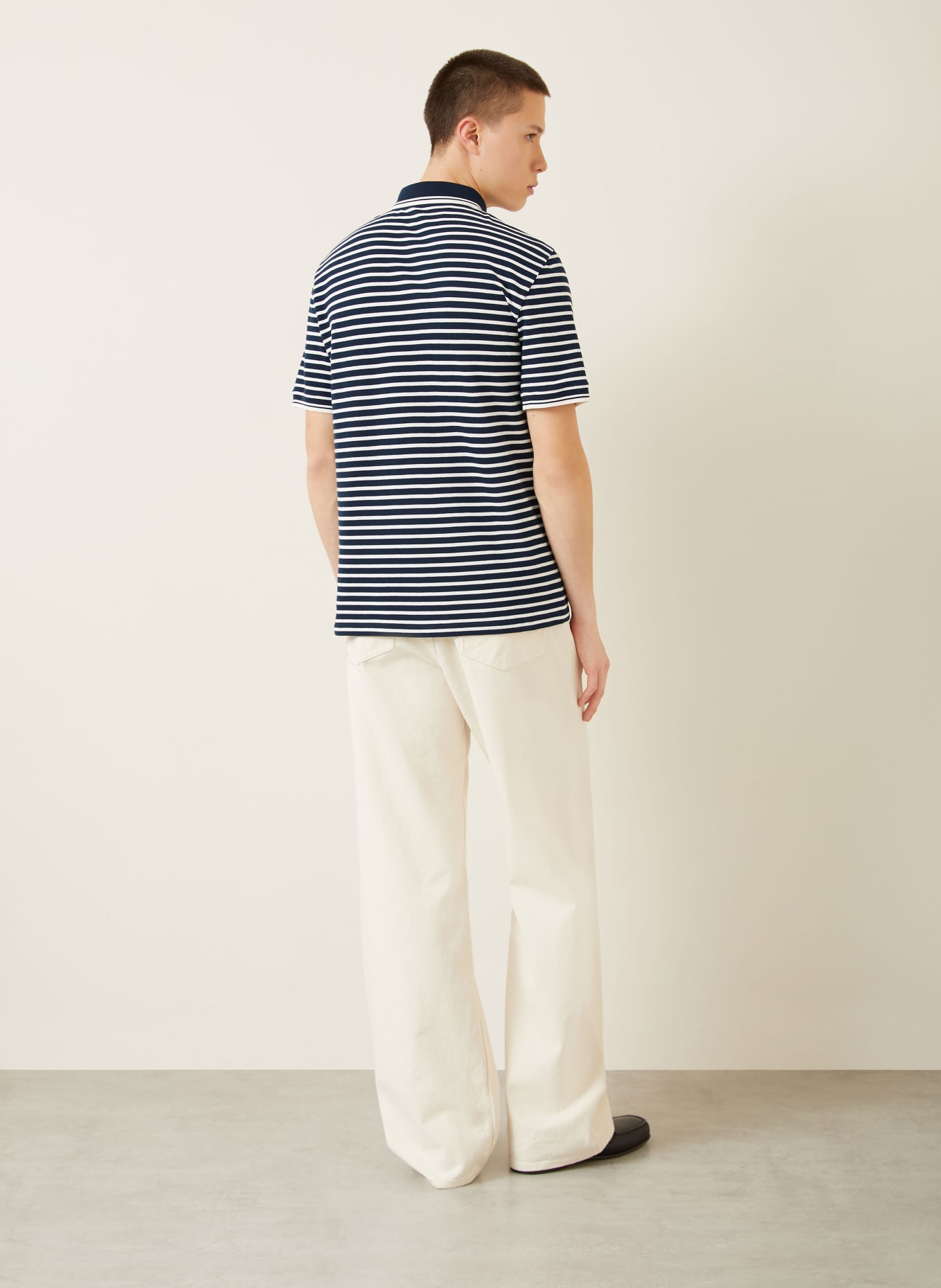 VALENTINO Piqué-Poloshirt: DUNKELBLAU / WEISS