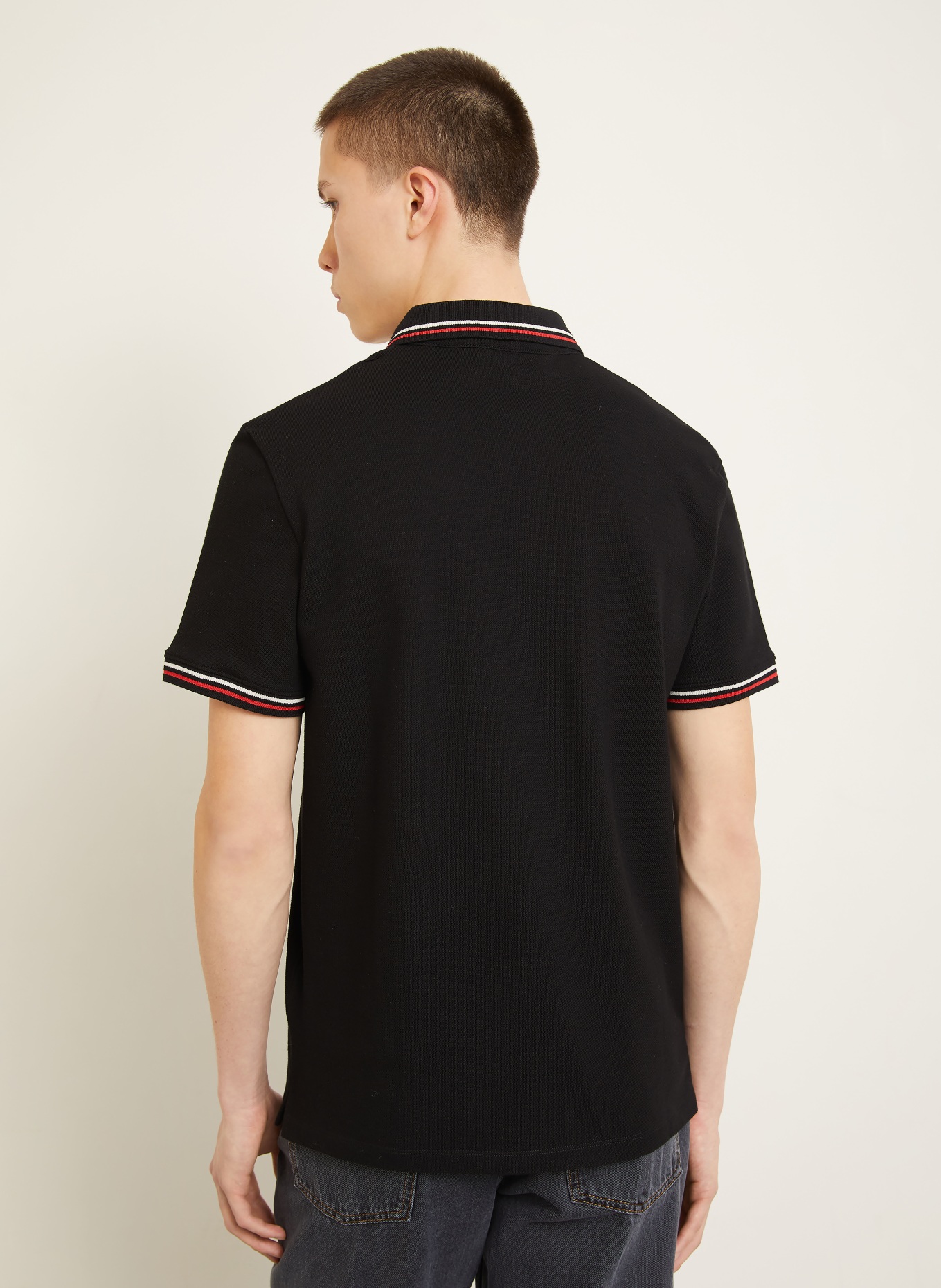 VALENTINO Piqué-Poloshirt: SCHWARZ / ROT / WEISS