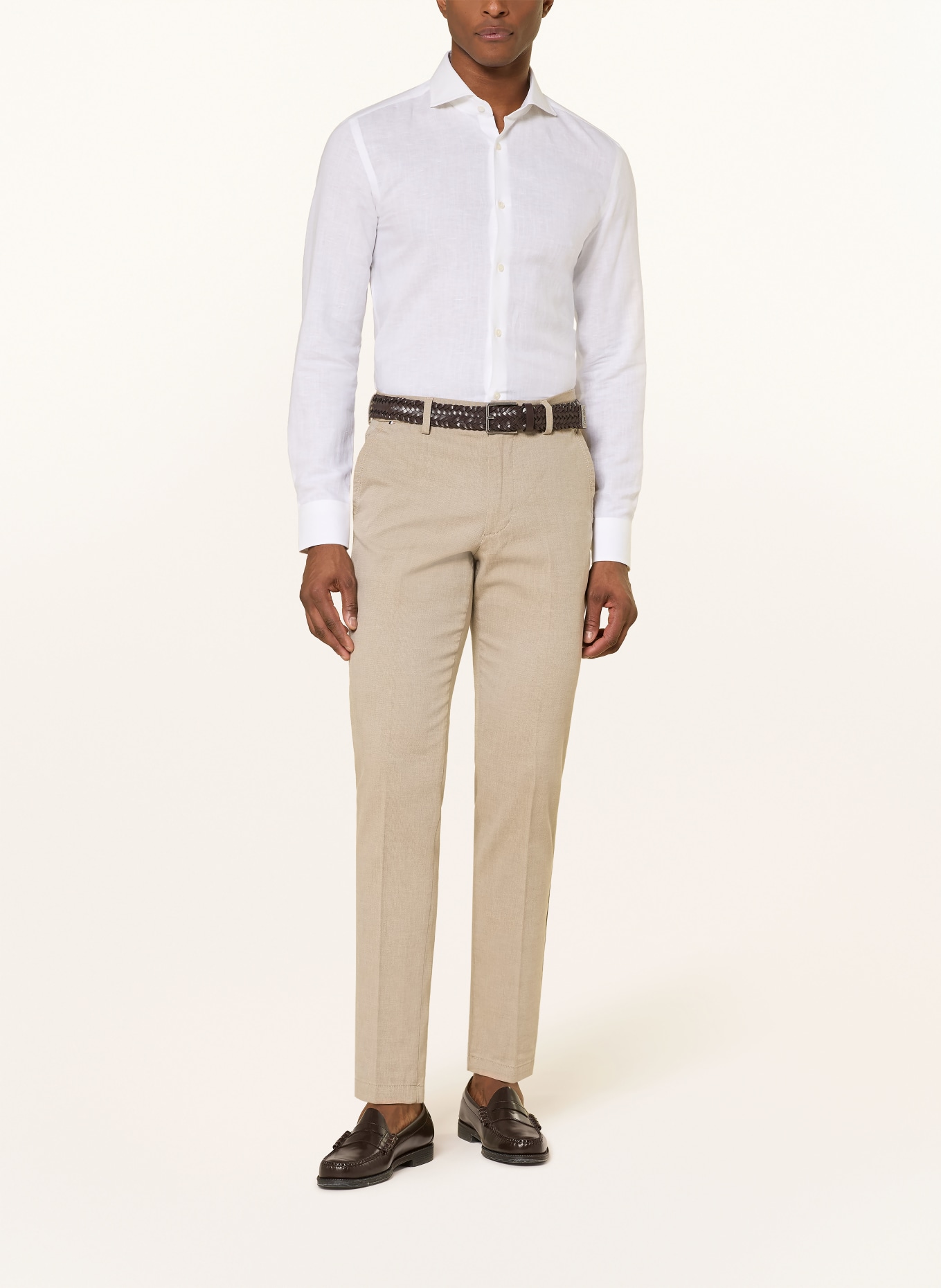 BOSS Hemd HANK Slim Fit mit Leinen: WEISS