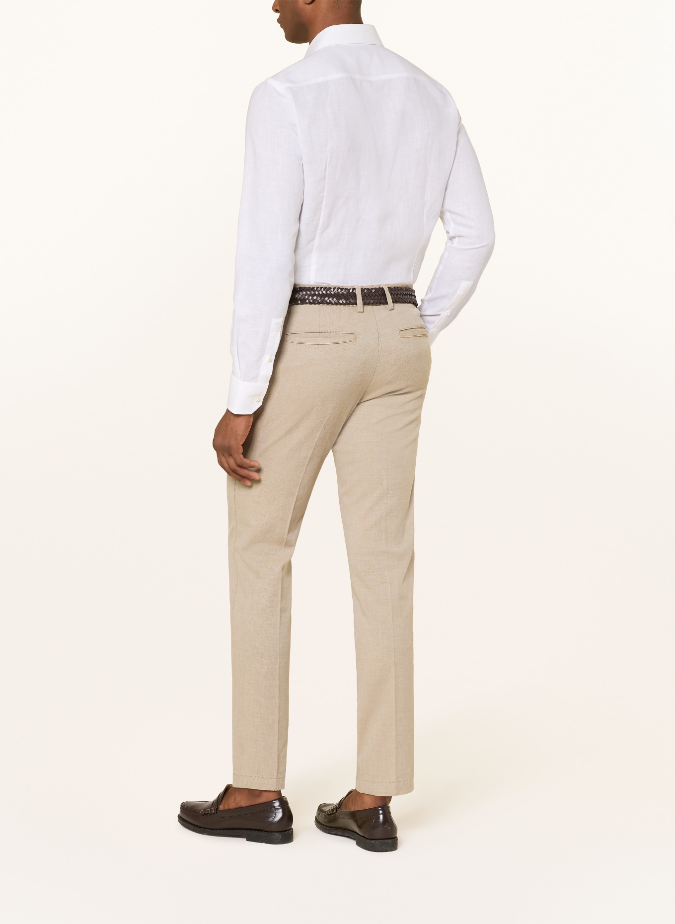 BOSS Hemd HANK Slim Fit mit Leinen: WEISS