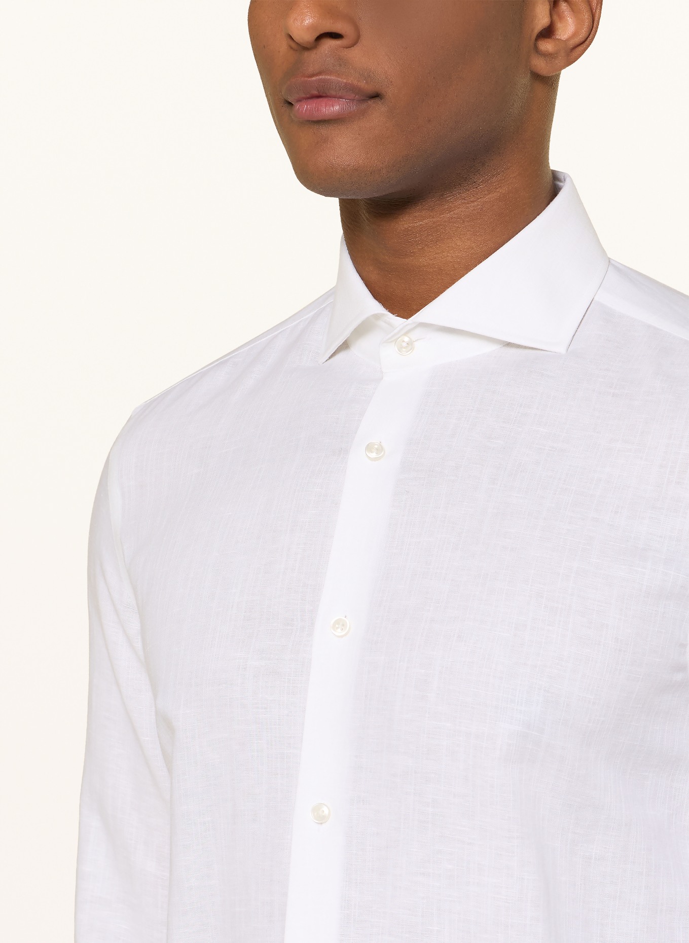 BOSS Hemd HANK Slim Fit mit Leinen: WEISS