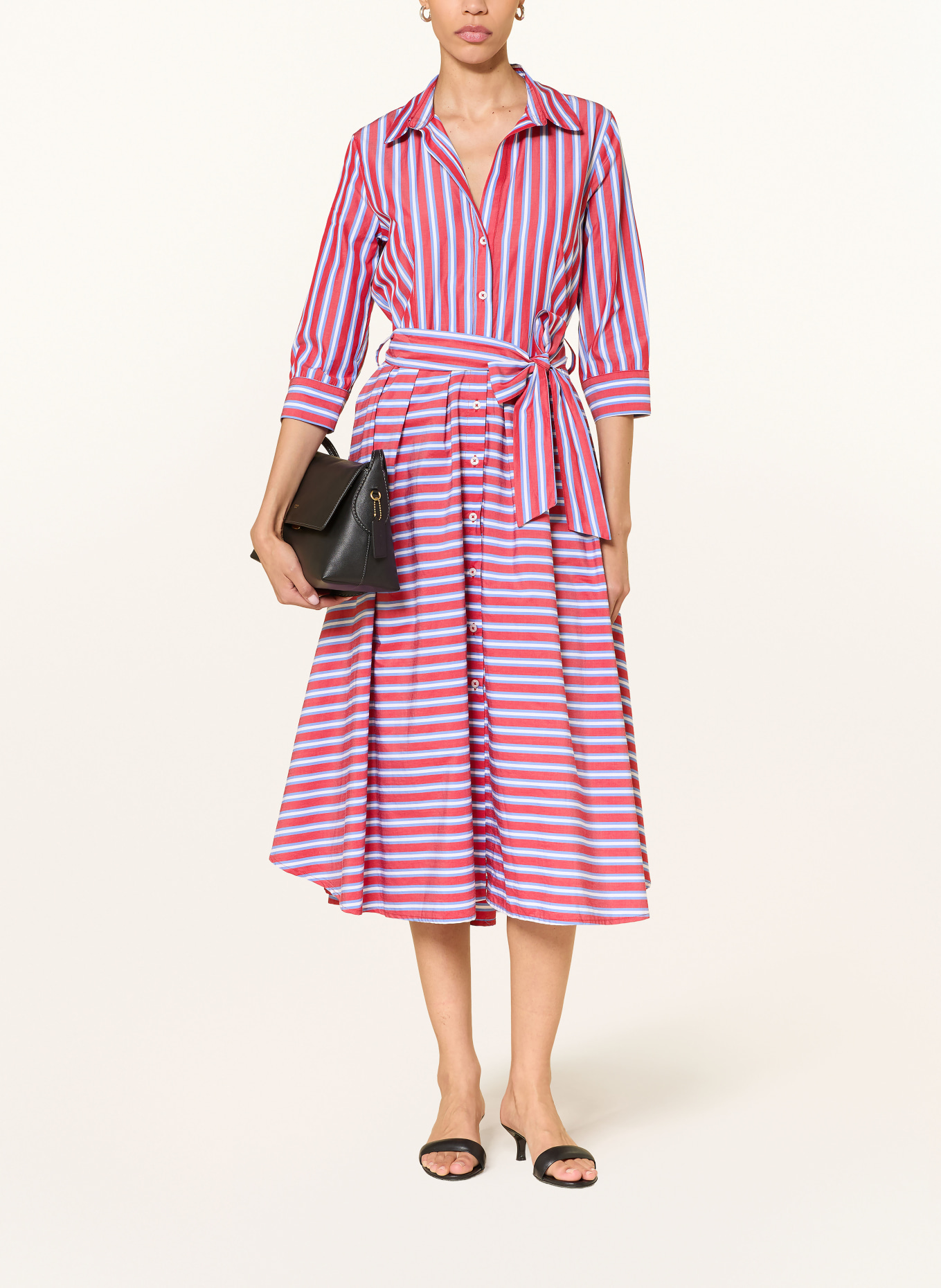 lilienfels Sukienka koszulowa z rękawami 3/4: CZERWONY / JASNONIEBIESKI / BIAŁY