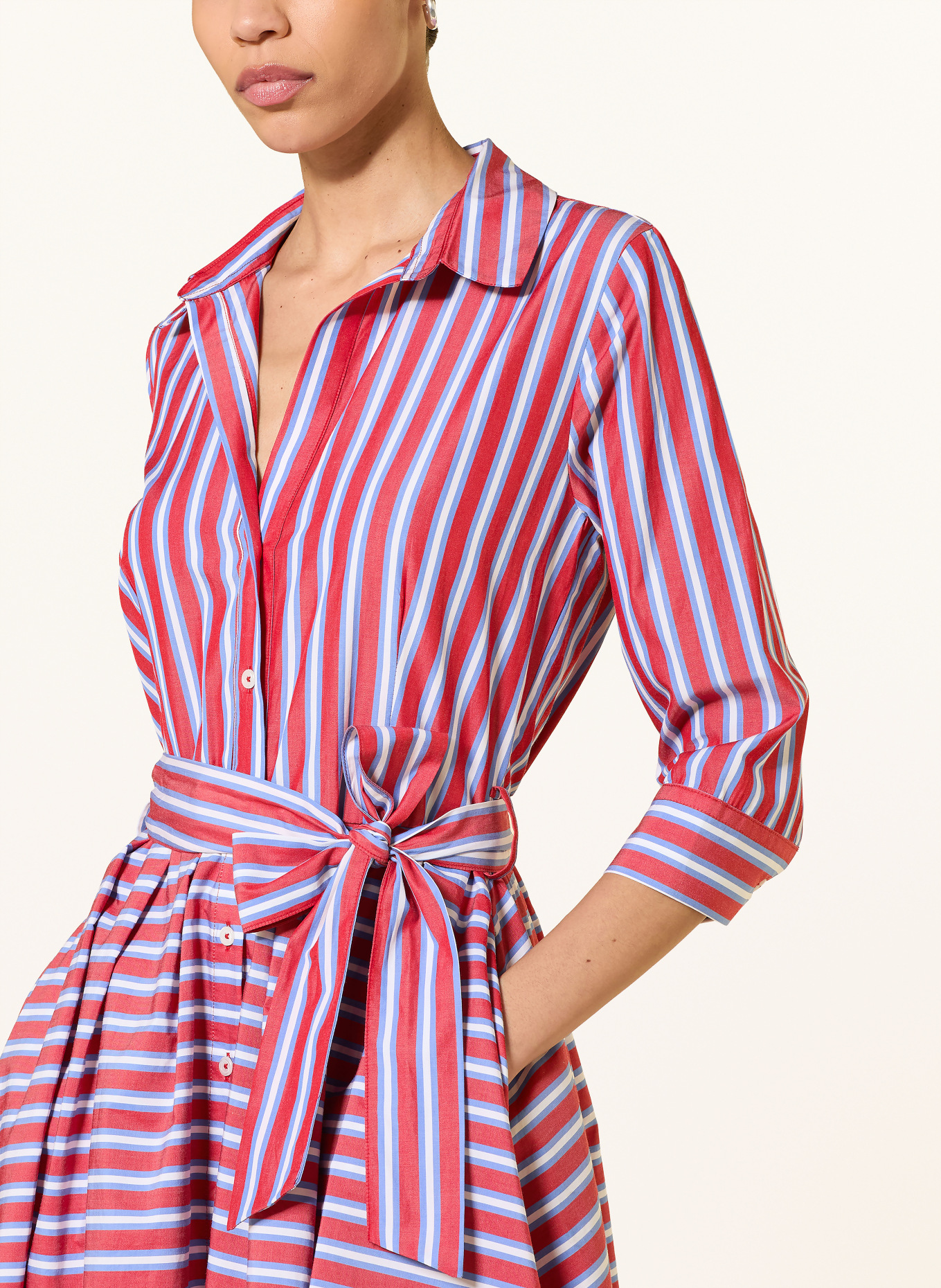 lilienfels Sukienka koszulowa z rękawami 3/4: CZERWONY / JASNONIEBIESKI / BIAŁY