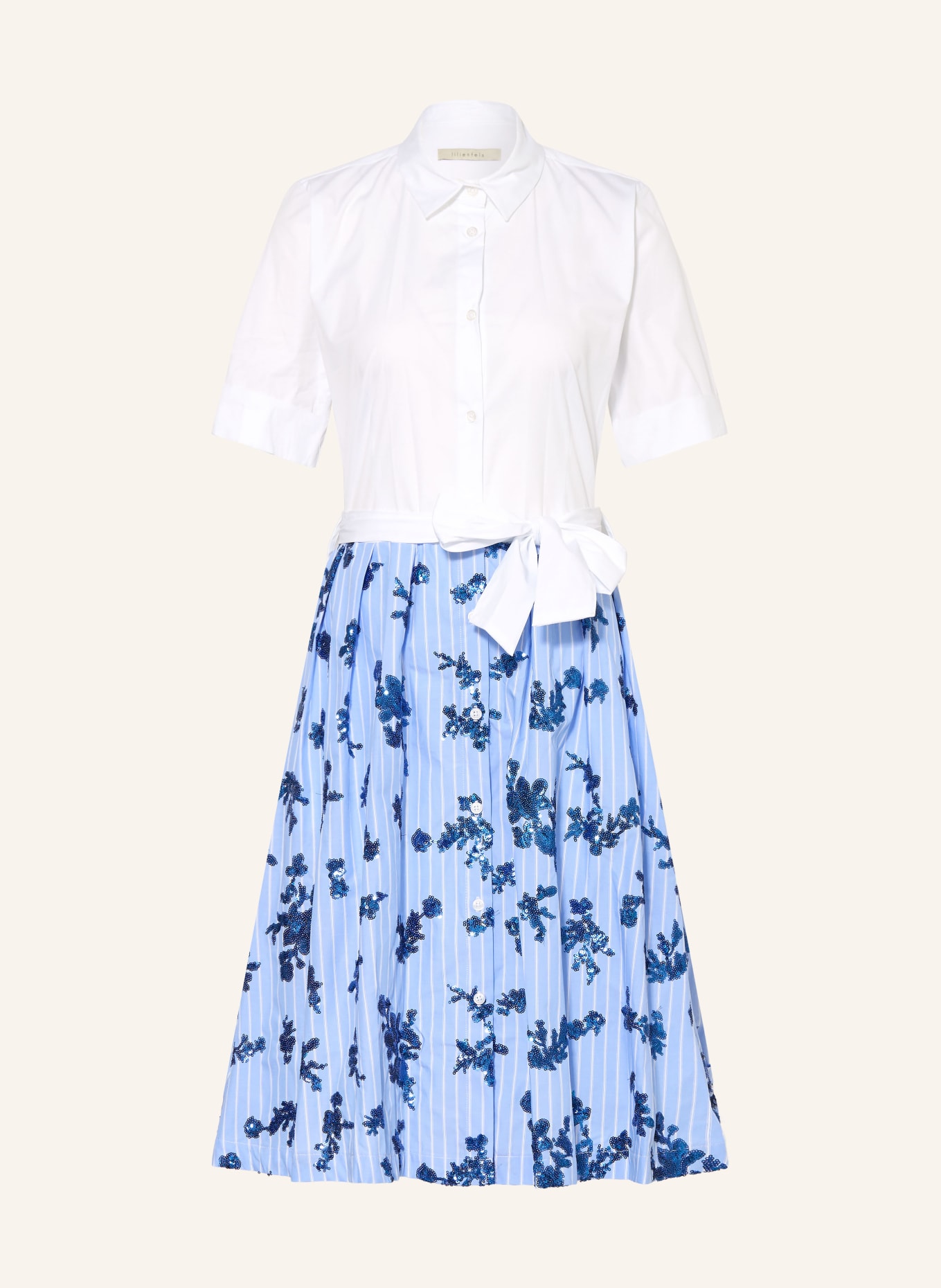 lilienfels Košilové šaty s flitry: TMAVĚ MODRÁ / BÍLÁ