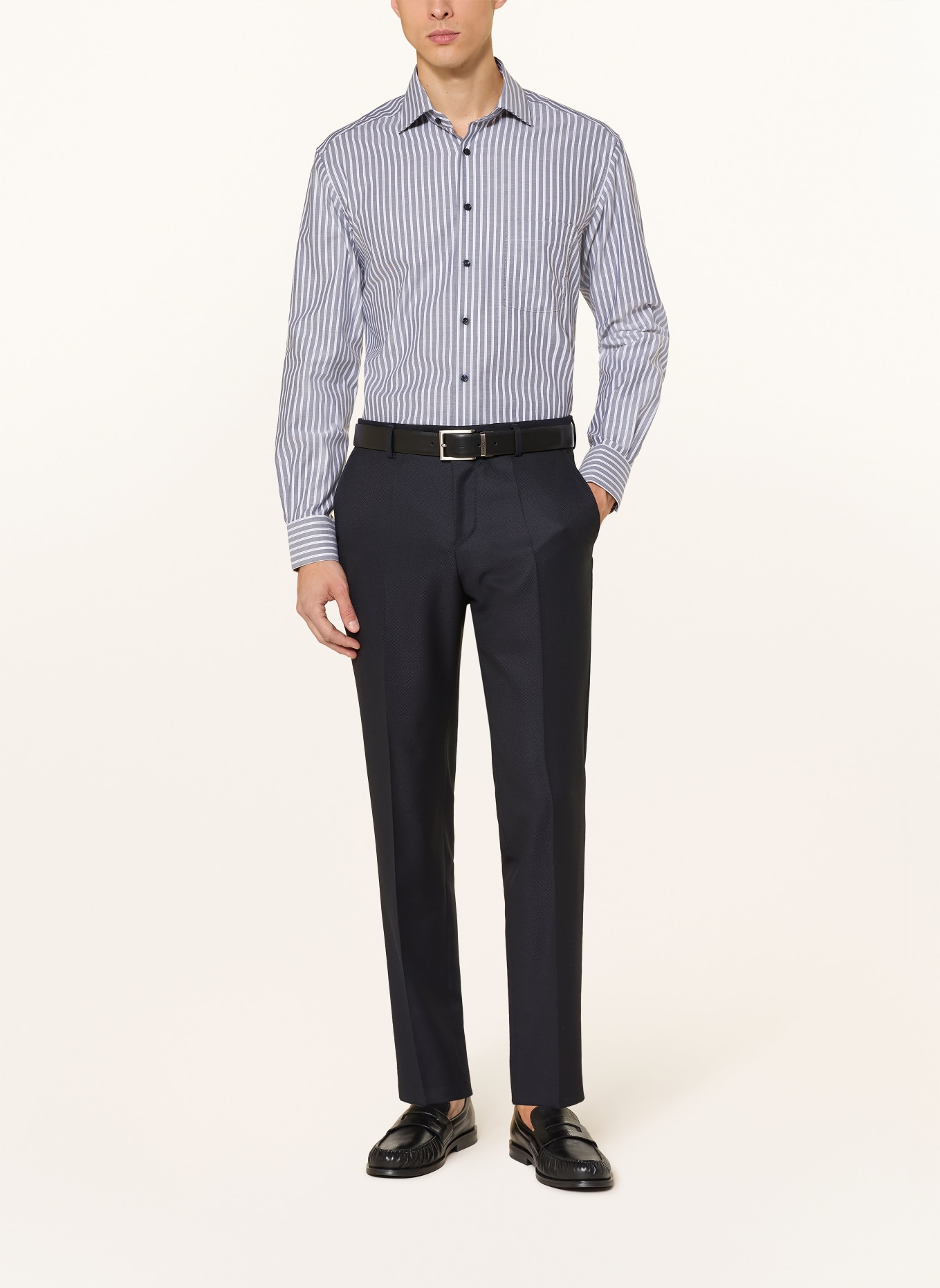 ETERNA Košile Slim Fit: ŠEDÁ / BÍLÁ