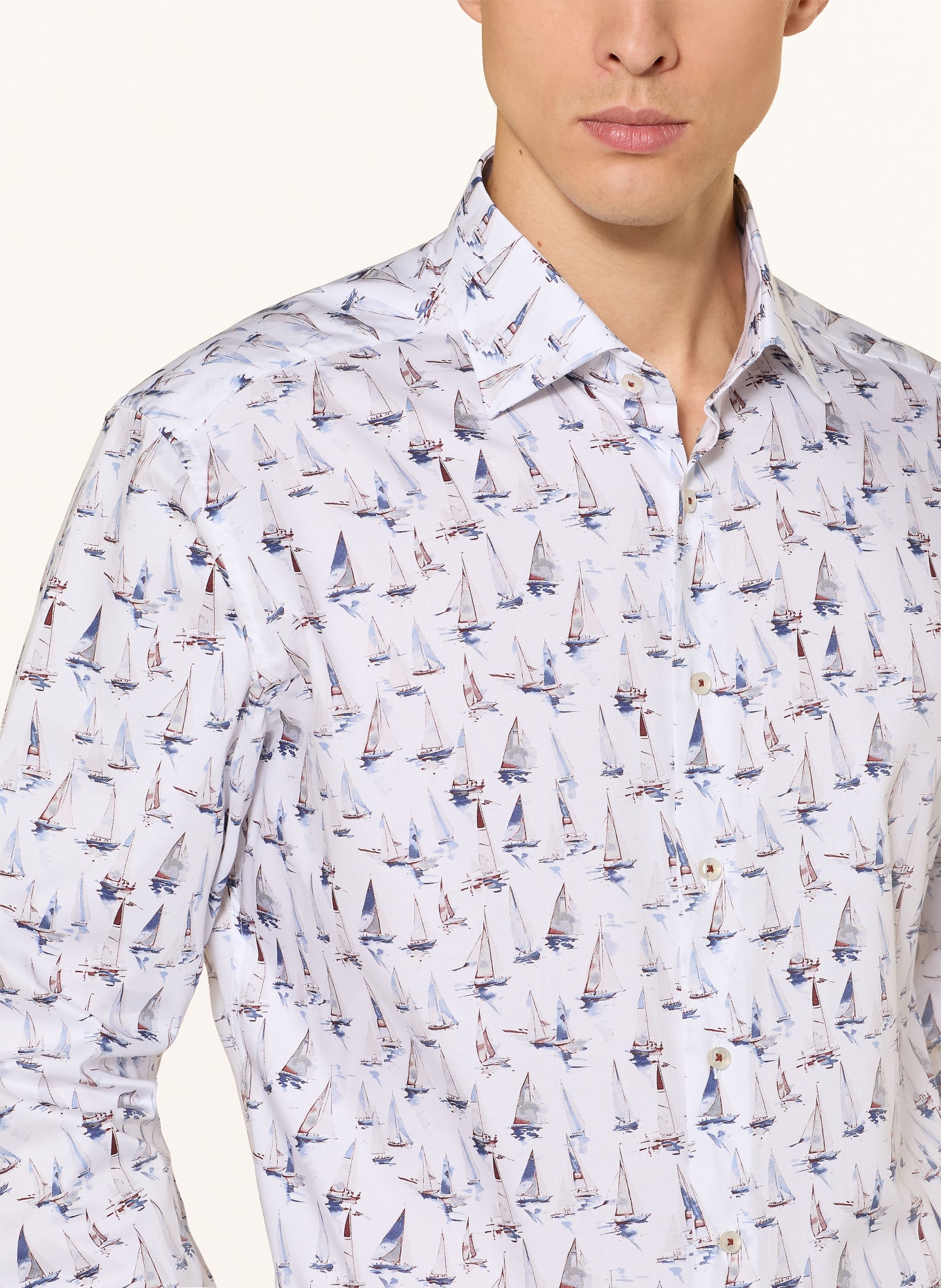 ETERNA Hemd Slim Fit: WEISS / BRAUN / BLAU