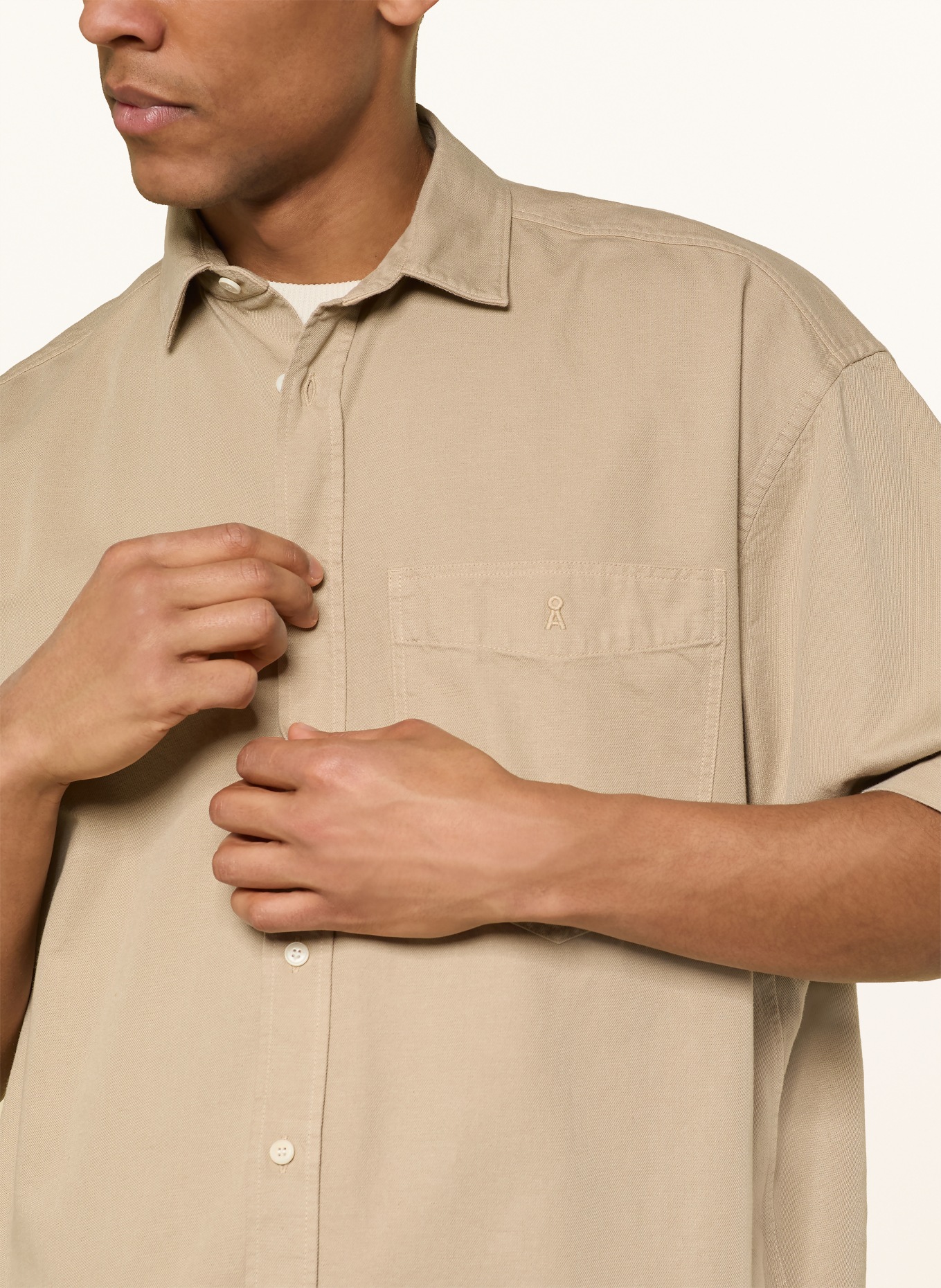 ARMEDANGELS Kurzarm-Hemd Comfort Fit: BEIGE