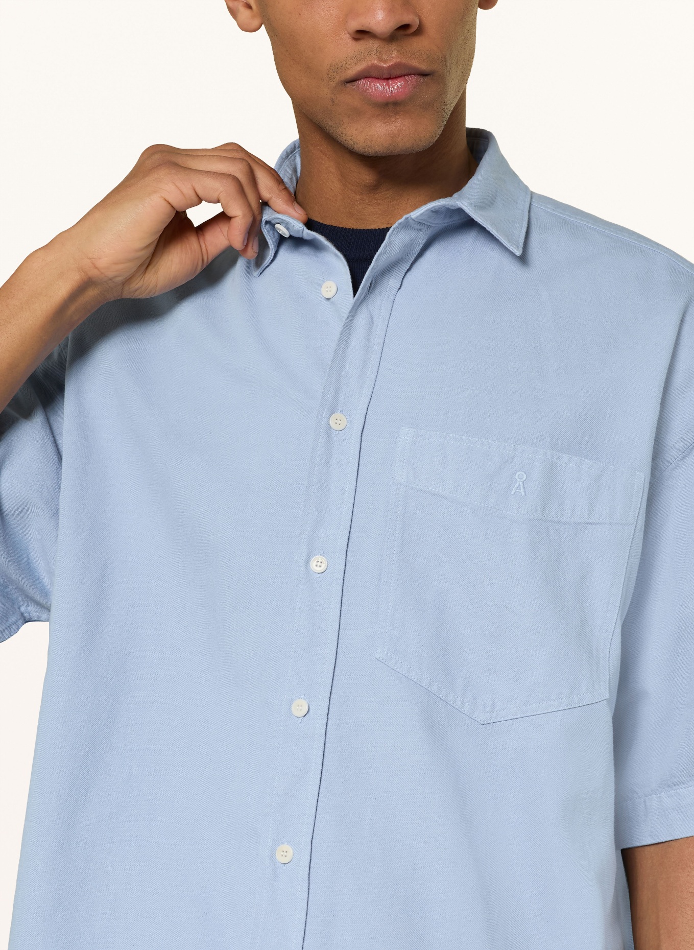 ARMEDANGELS Kurzarm-Hemd Comfort Fit: HELLBLAU