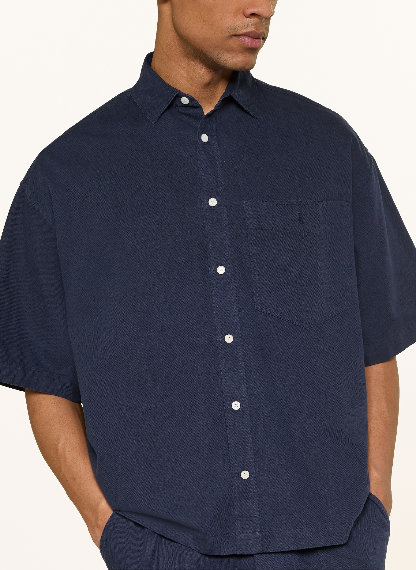 ARMEDANGELS Kurzarm-Hemd Comfort Fit: DUNKELBLAU