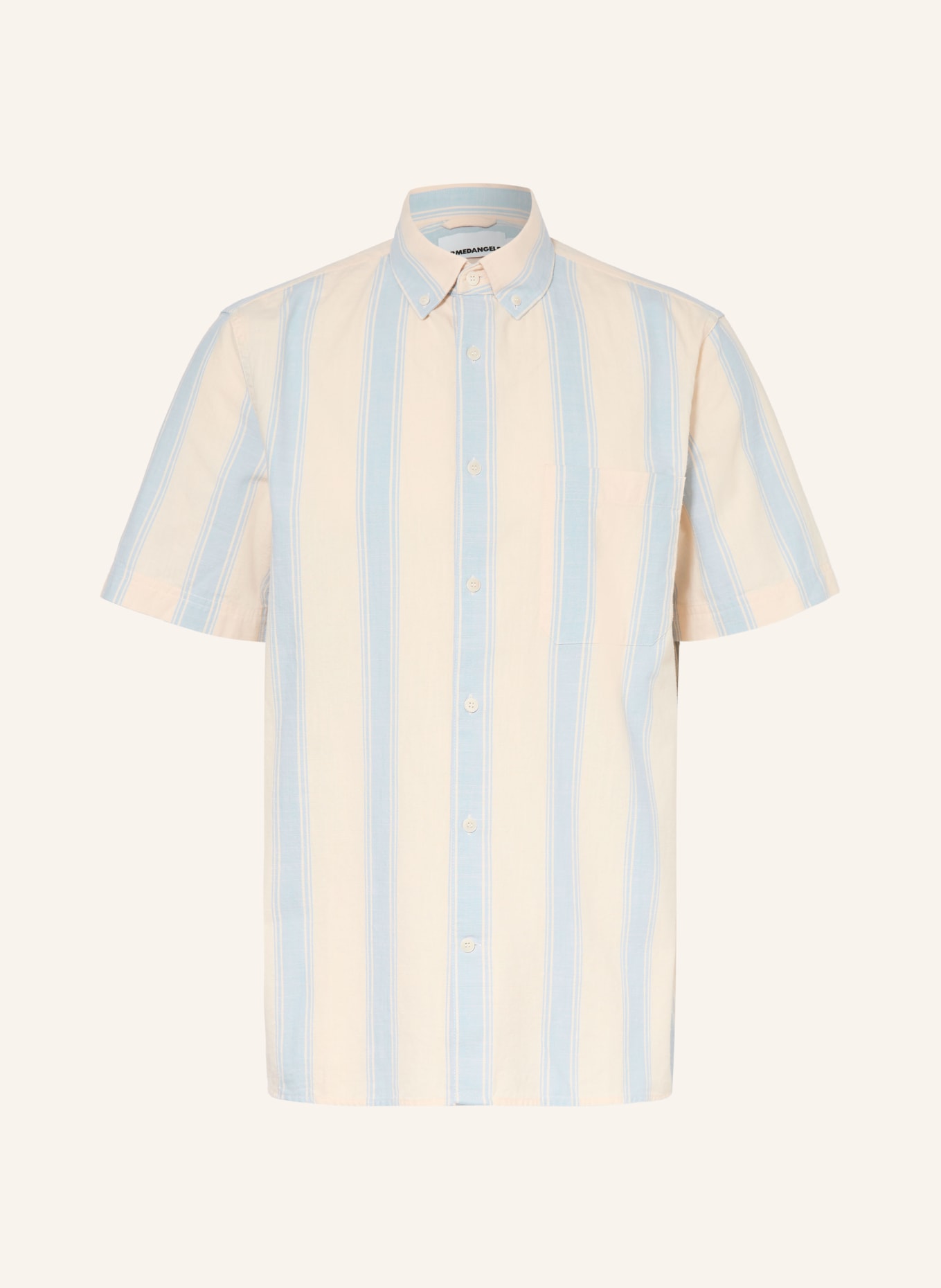 ARMEDANGELS Chemise à manches courtes Comfort Fit: CRÈME / BLEU CLAIR