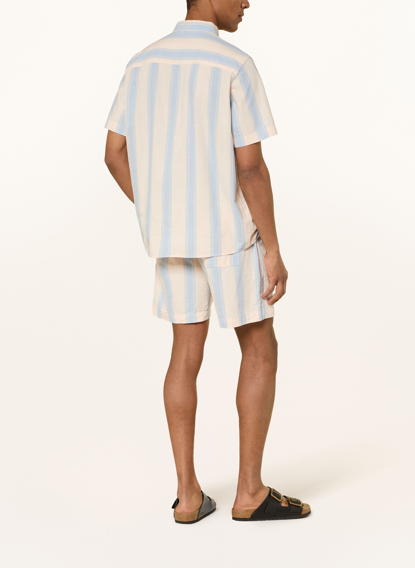 ARMEDANGELS Chemise à manches courtes Comfort Fit: CRÈME / BLEU CLAIR