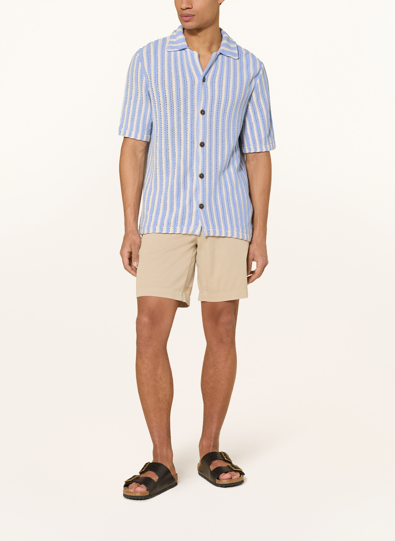 ARMEDANGELS Gebreid shirt Comfort Fit: LICHTBLAUW / WIT