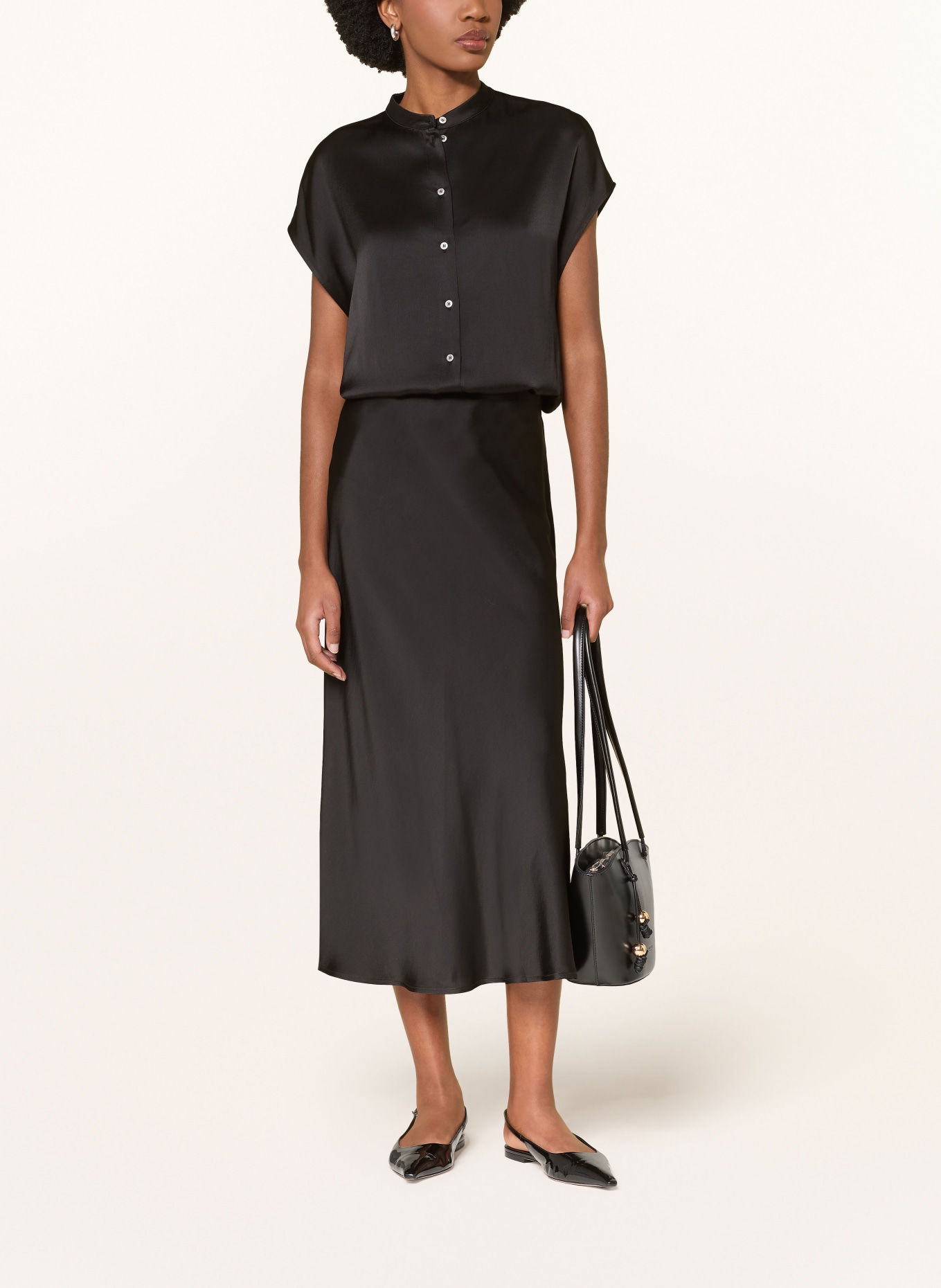 ottod'ame satin blouse: BLACK