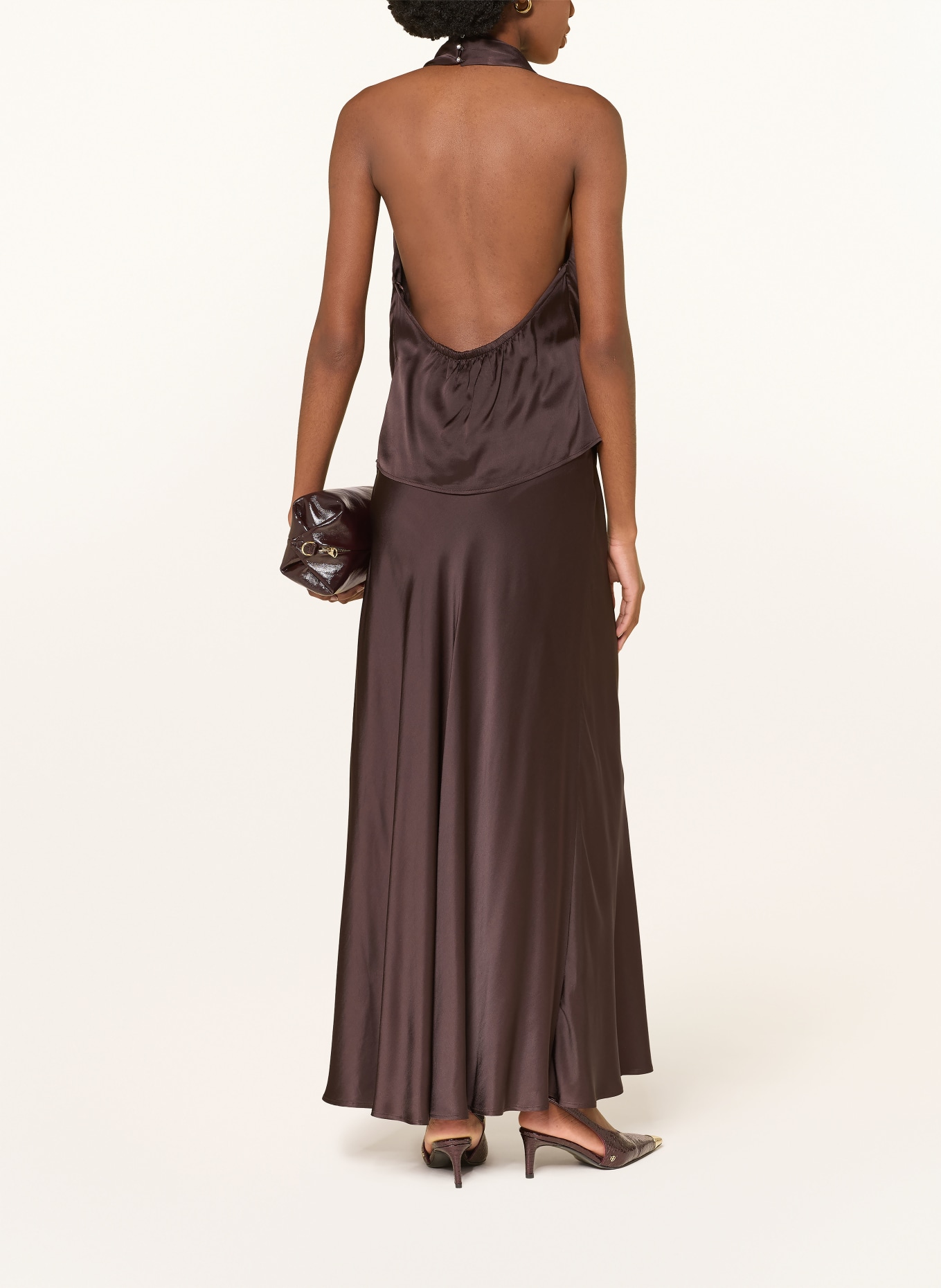 ottod'ame satin top: DARK BROWN