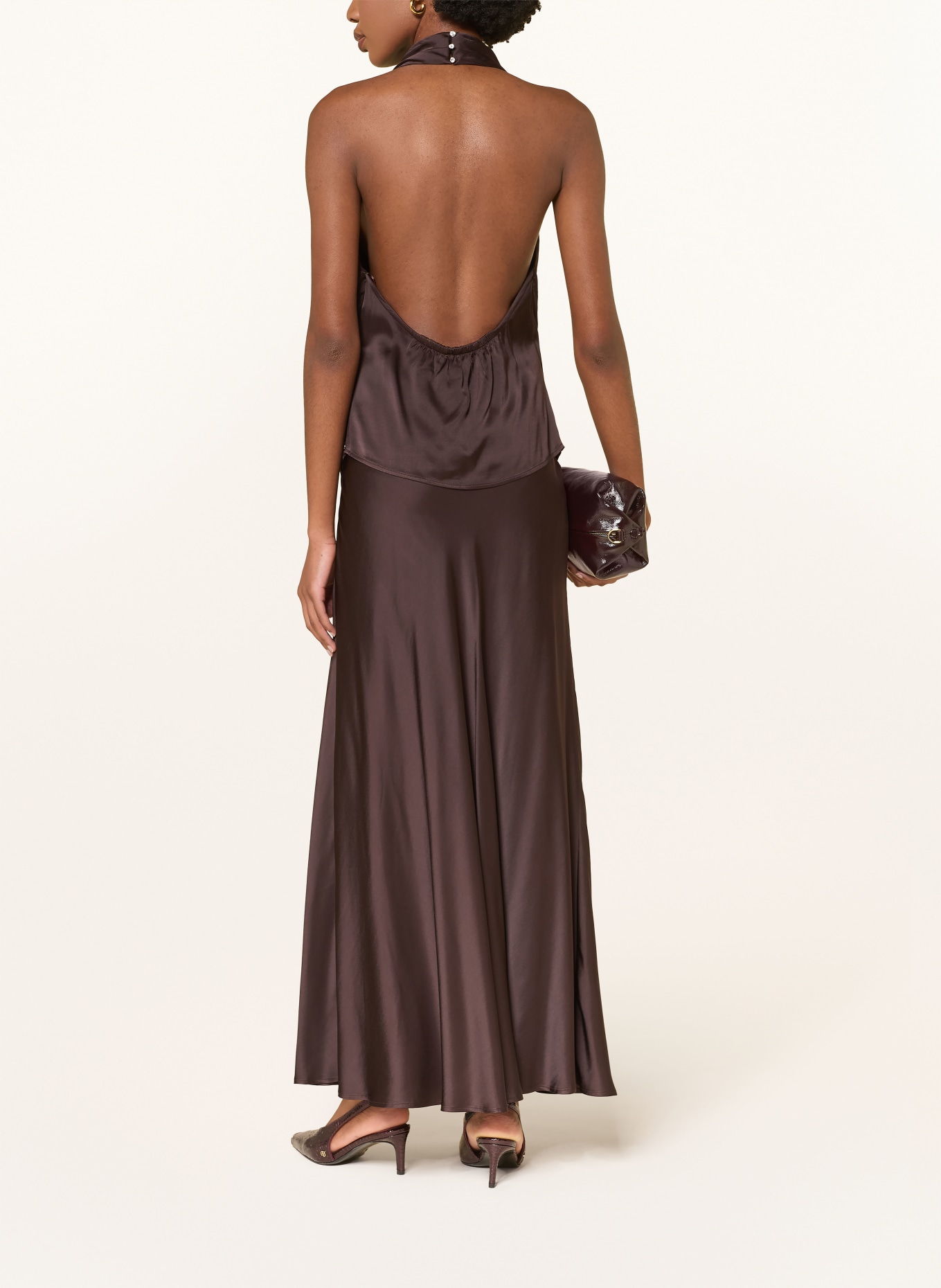 ottod'ame CHIARA satin skirt: DARK BROWN