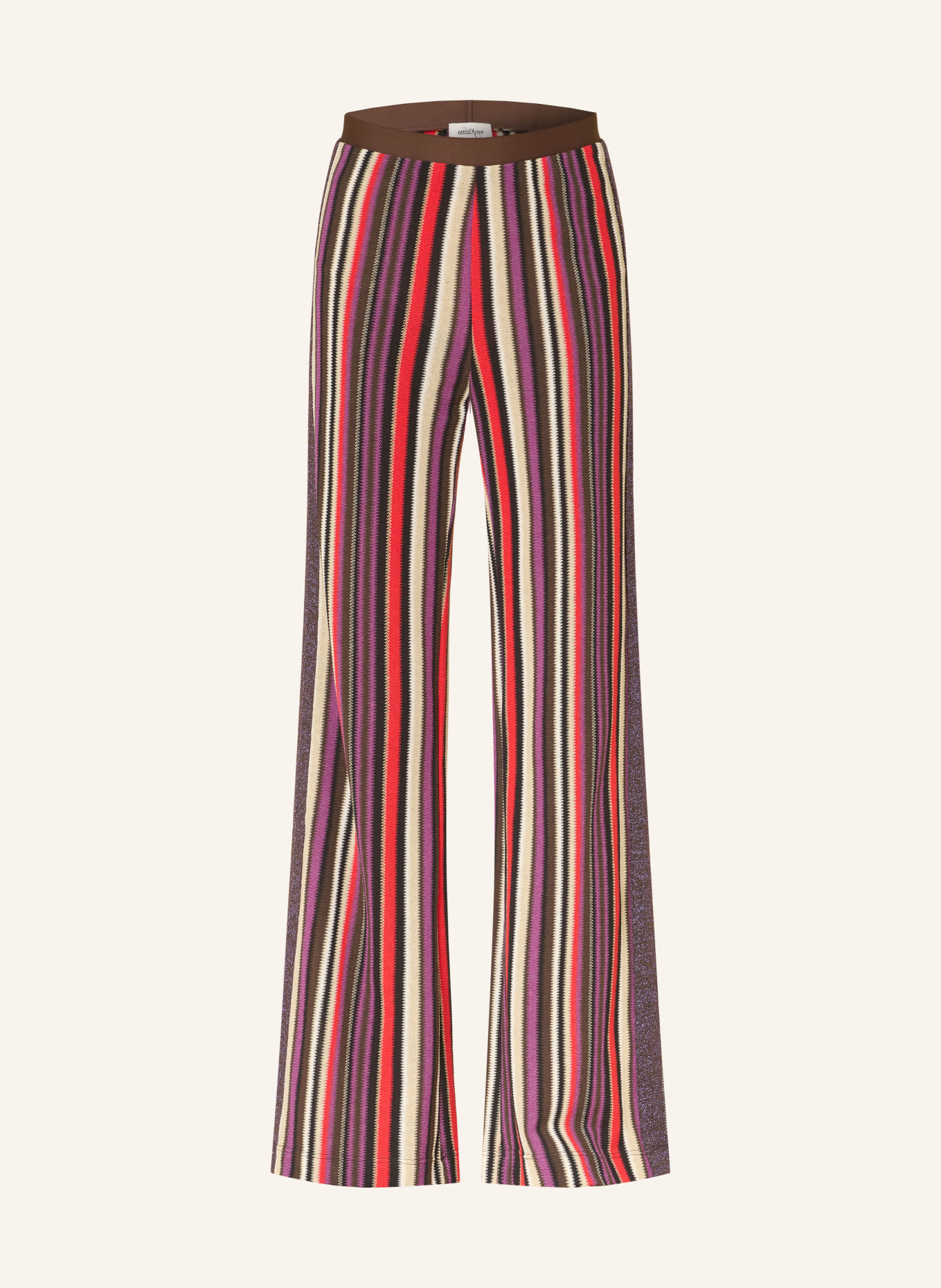 ottod'ame Knitted pants with glitter yarn: PURPLE / BROWN / RED
