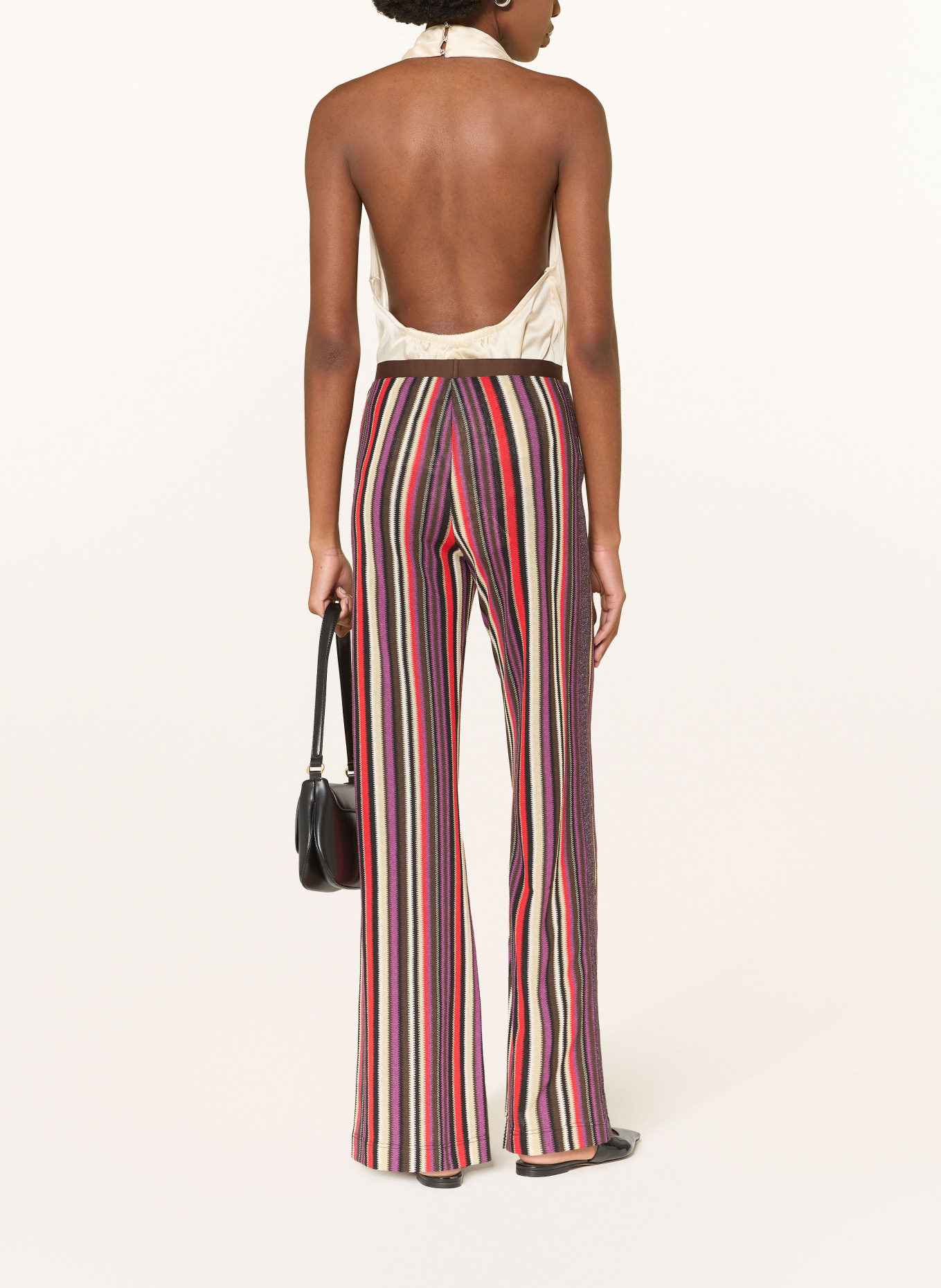 ottod'ame Knitted pants with glitter yarn: PURPLE / BROWN / RED