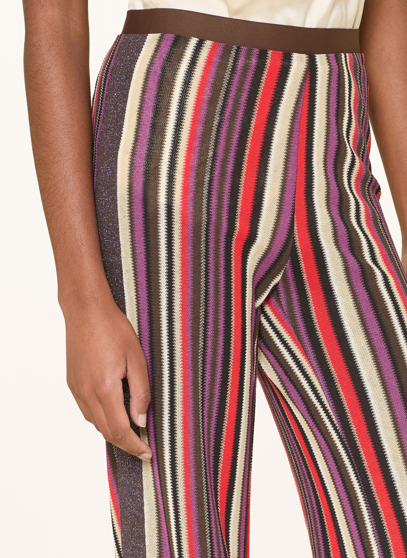 ottod'ame Knitted pants with glitter yarn: PURPLE / BROWN / RED