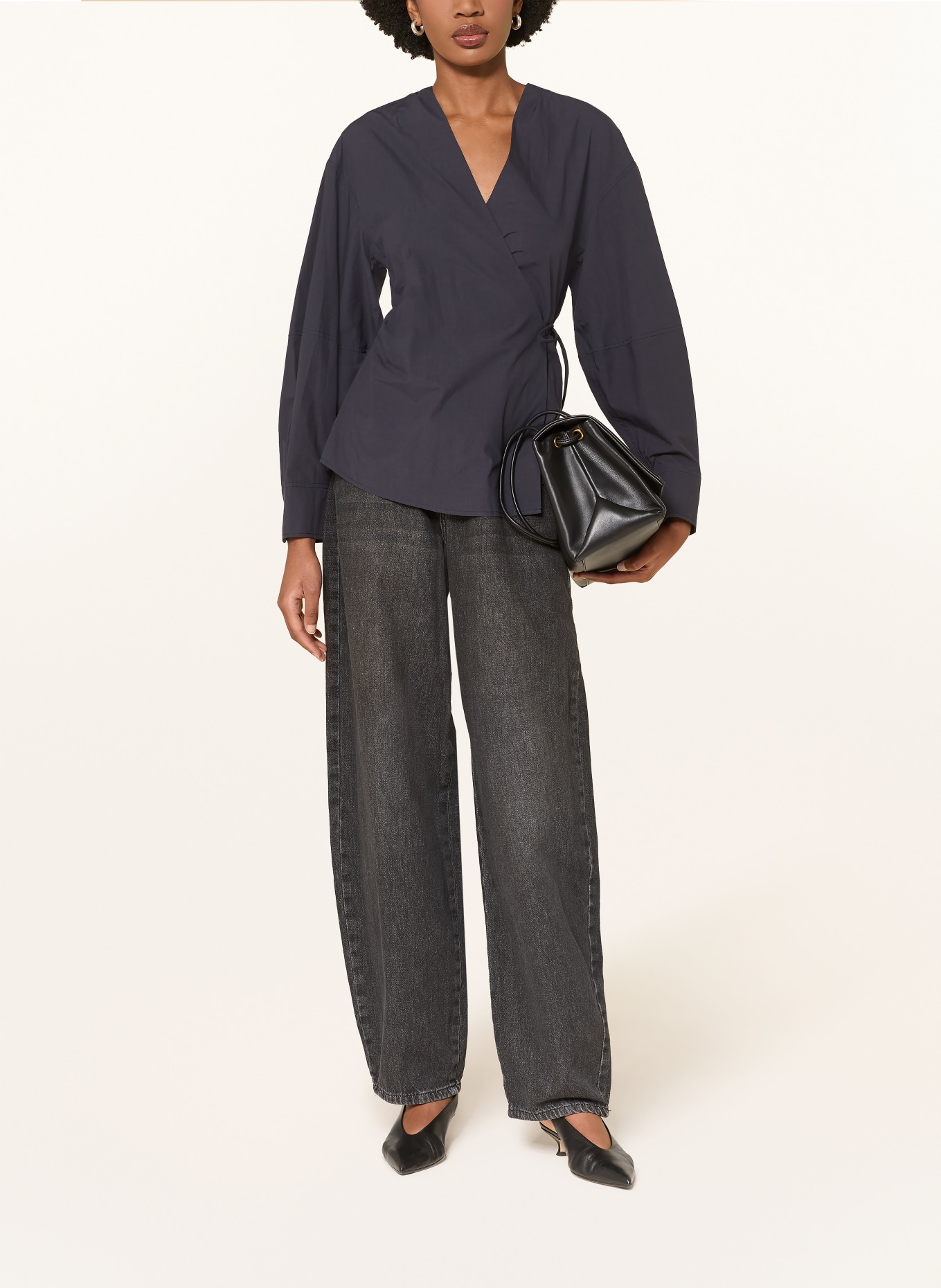 ottod'ame wrap blouse: DARK BLUE