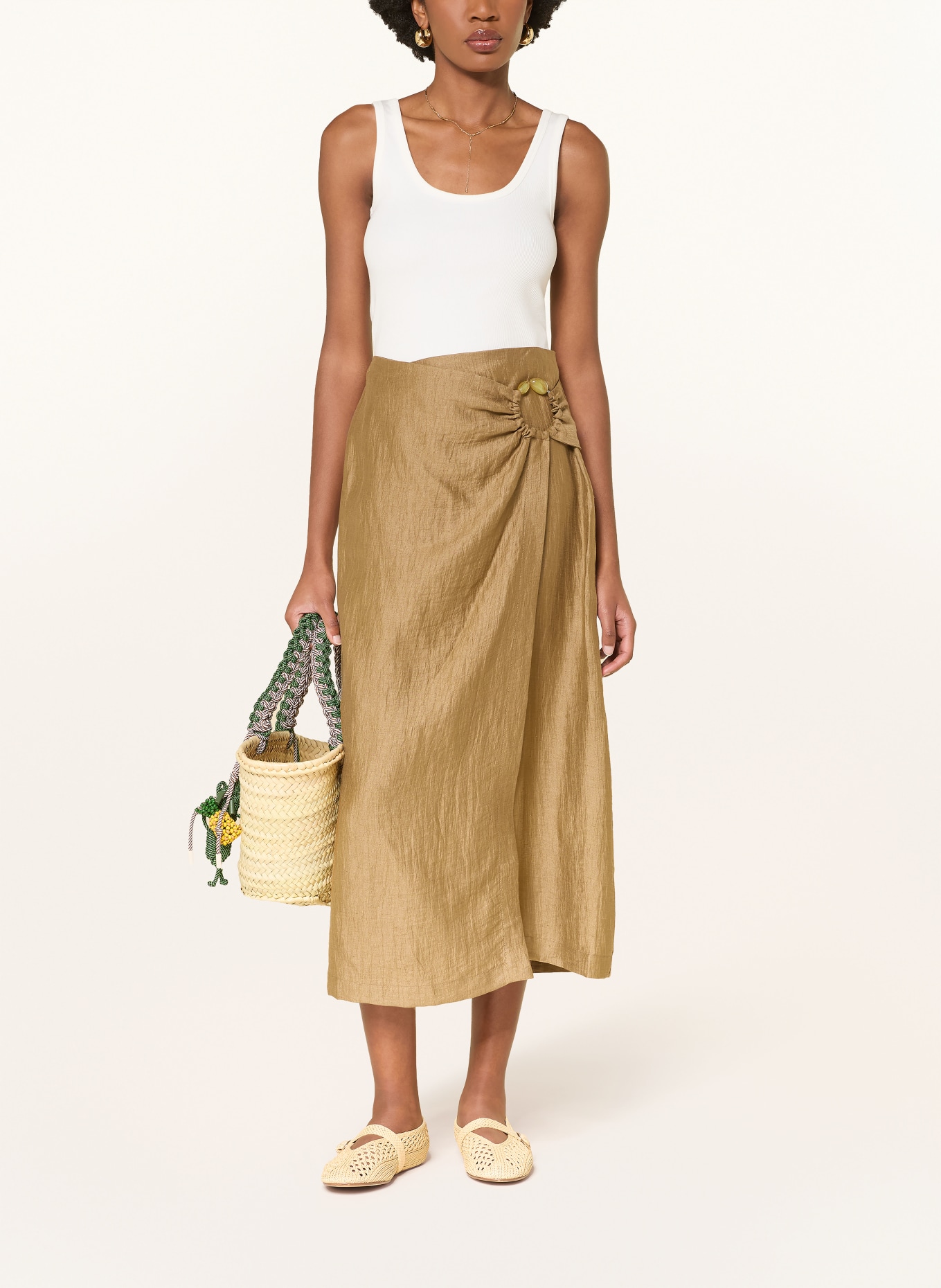 ottod'ame Leinenrock in Wickeloptik: HELLBRAUN