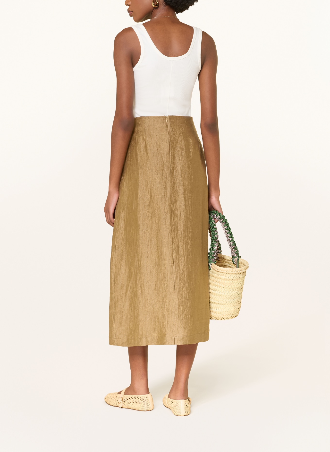 ottod'ame Leinenrock in Wickeloptik: HELLBRAUN