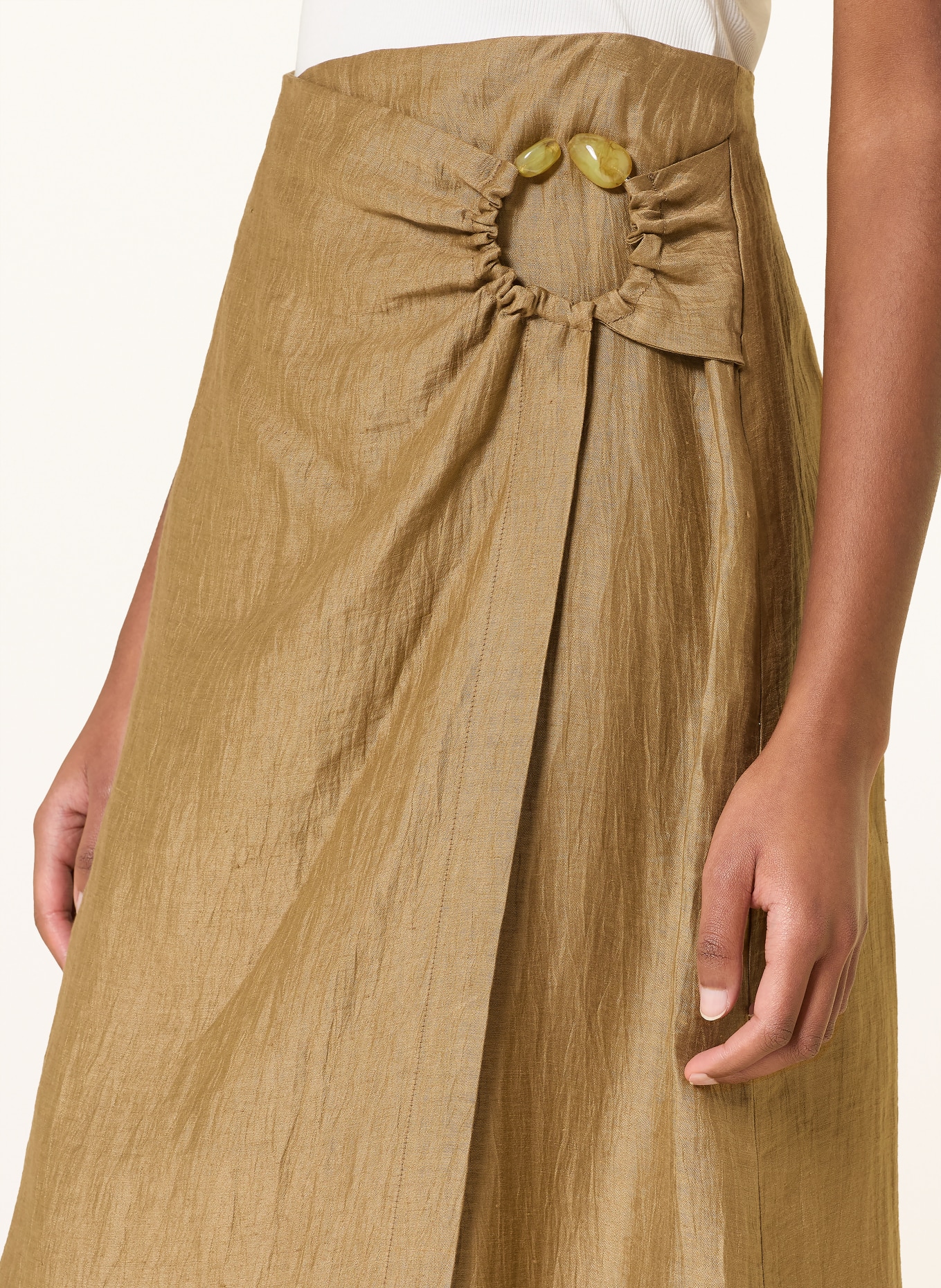 ottod'ame Leinenrock in Wickeloptik: HELLBRAUN