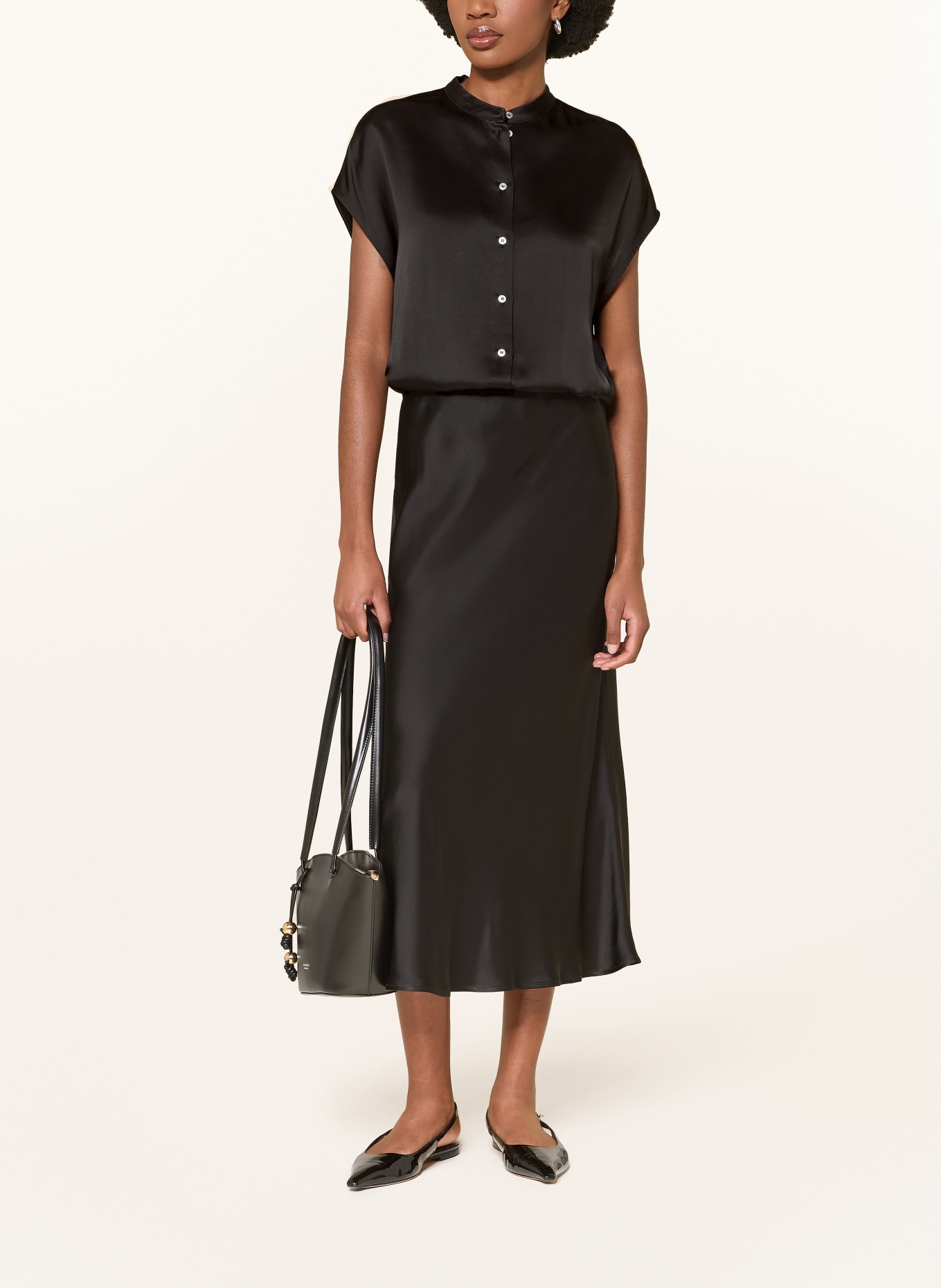 ottod'ame CHIARA satin skirt: BLACK