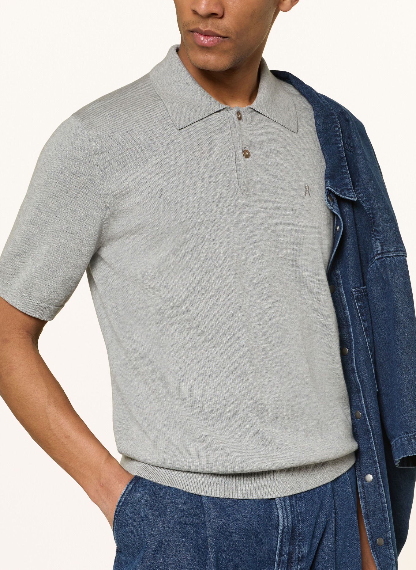 ARMEDANGELS Gebreid poloshirt: GRIJS