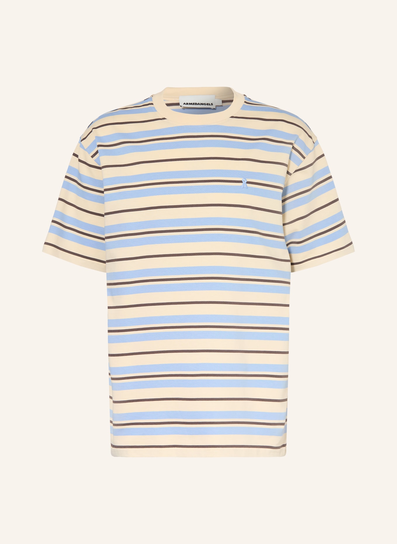 ARMEDANGELS T-Shirt MAARKOS: HELLGELB / KHAKI / HELLBLAU