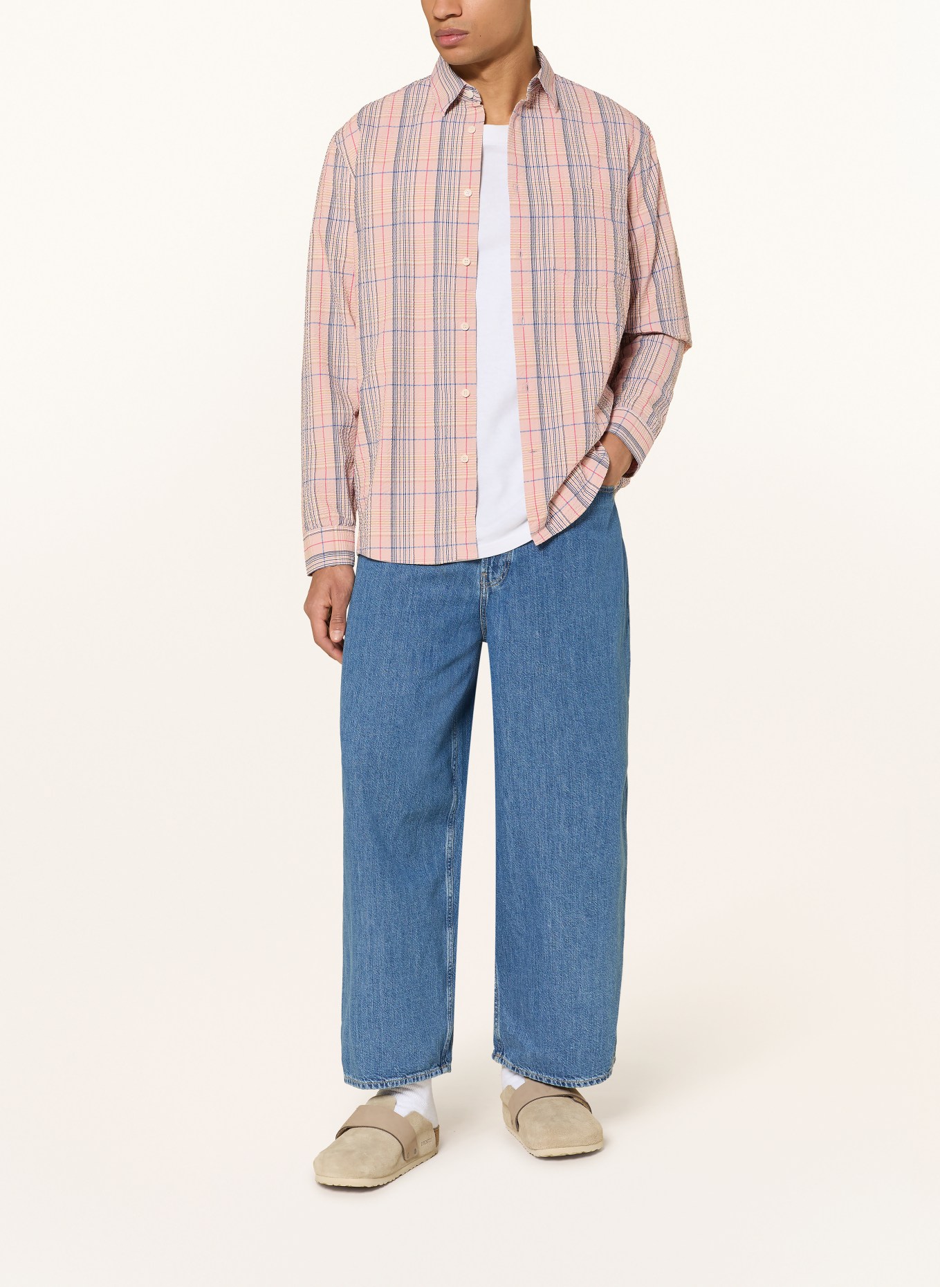 ARMEDANGELS Chemise Comfort Fit: ROSÉ / ROSE FUCHSIA / BLEU FONCÉ